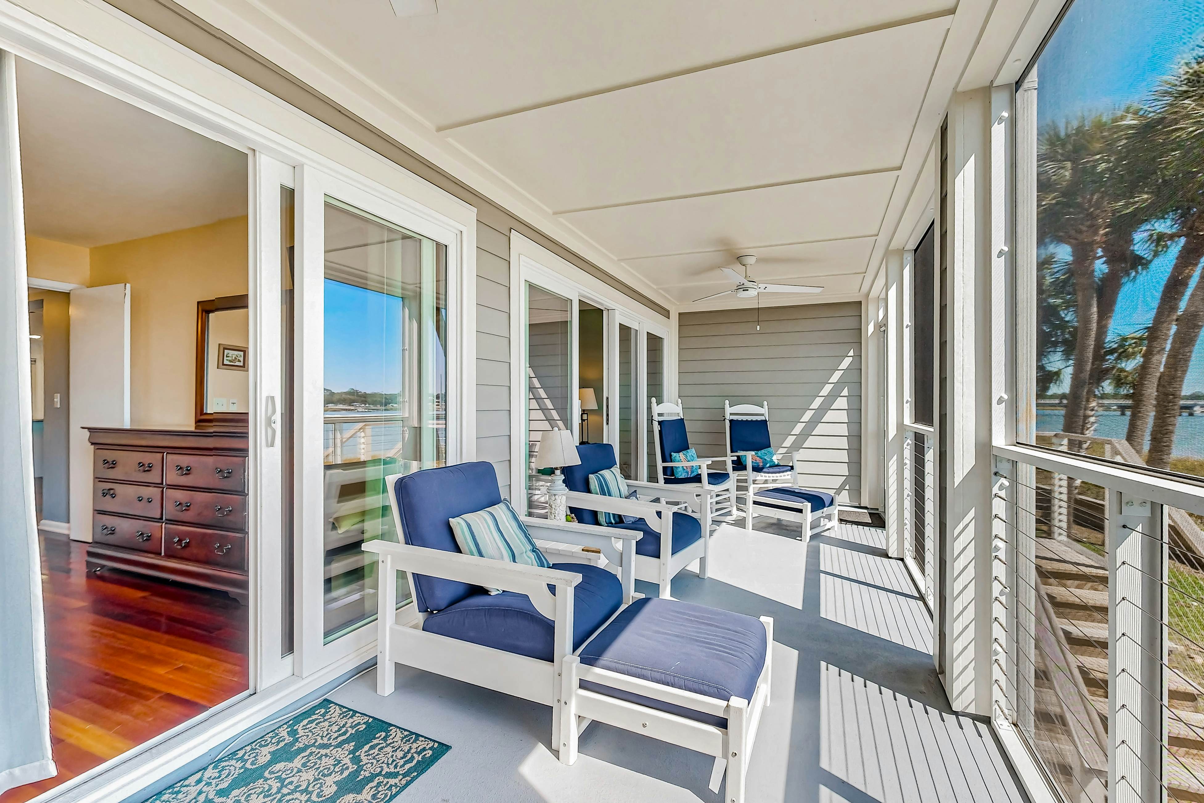 Riverfront condo near Folly Beach with balcony, views, outdoor pool & tennis