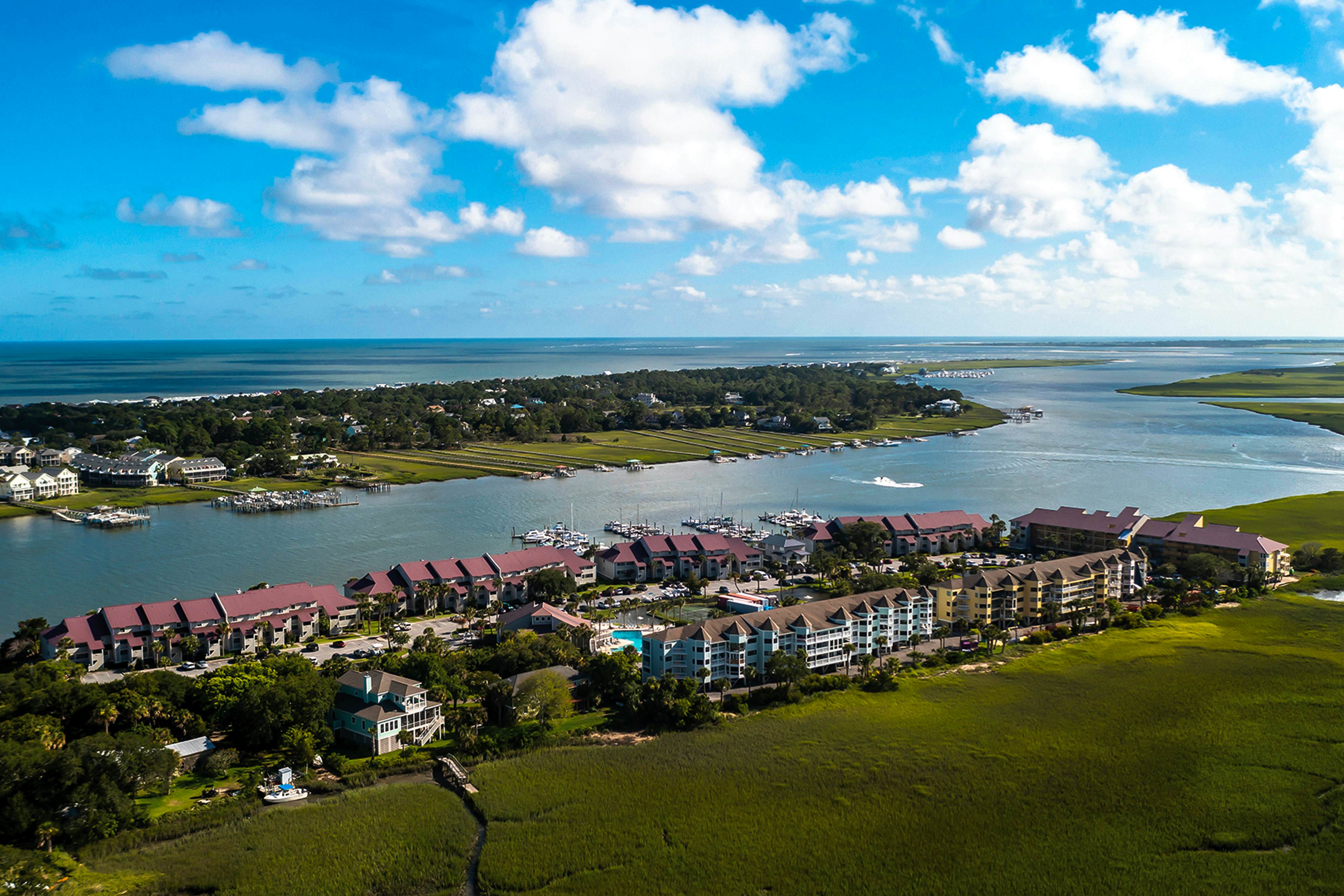 Riverfront condo near Folly Beach with balcony, views, outdoor pool & tennis