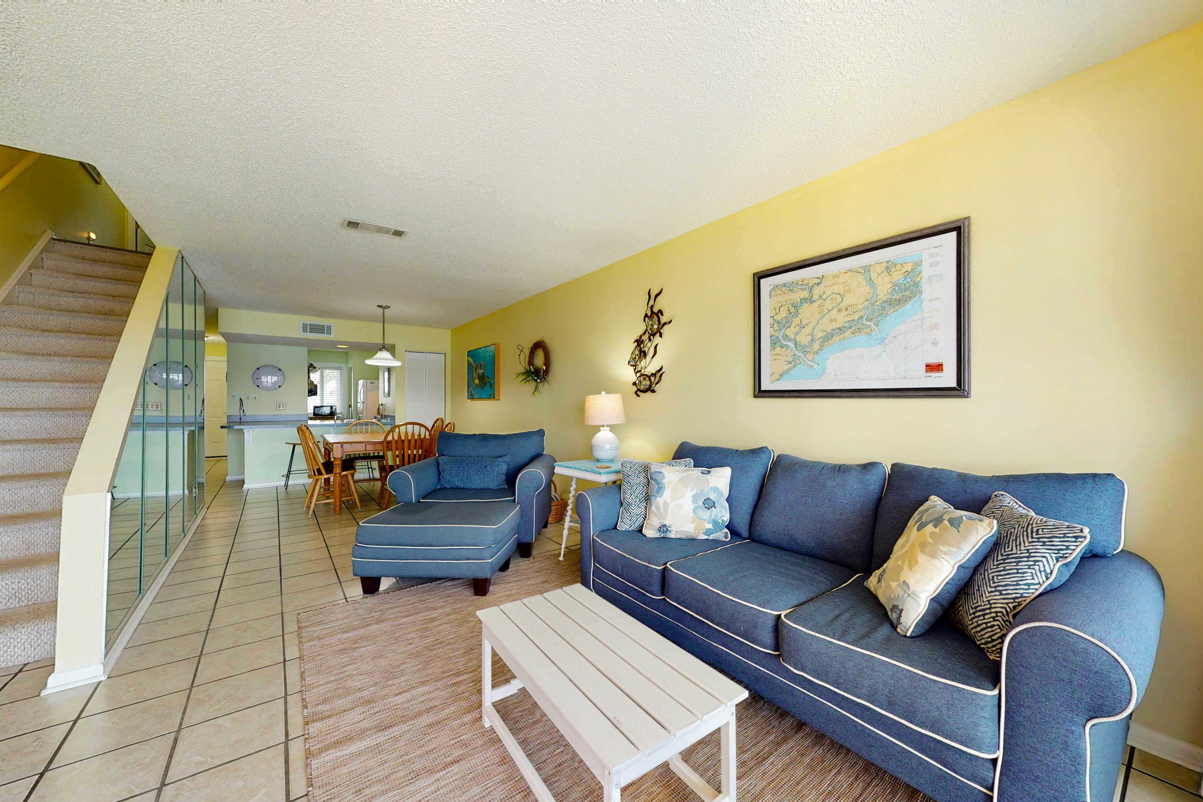 Waterfront condo with covered deck, amazing view, pool, & tennis courts