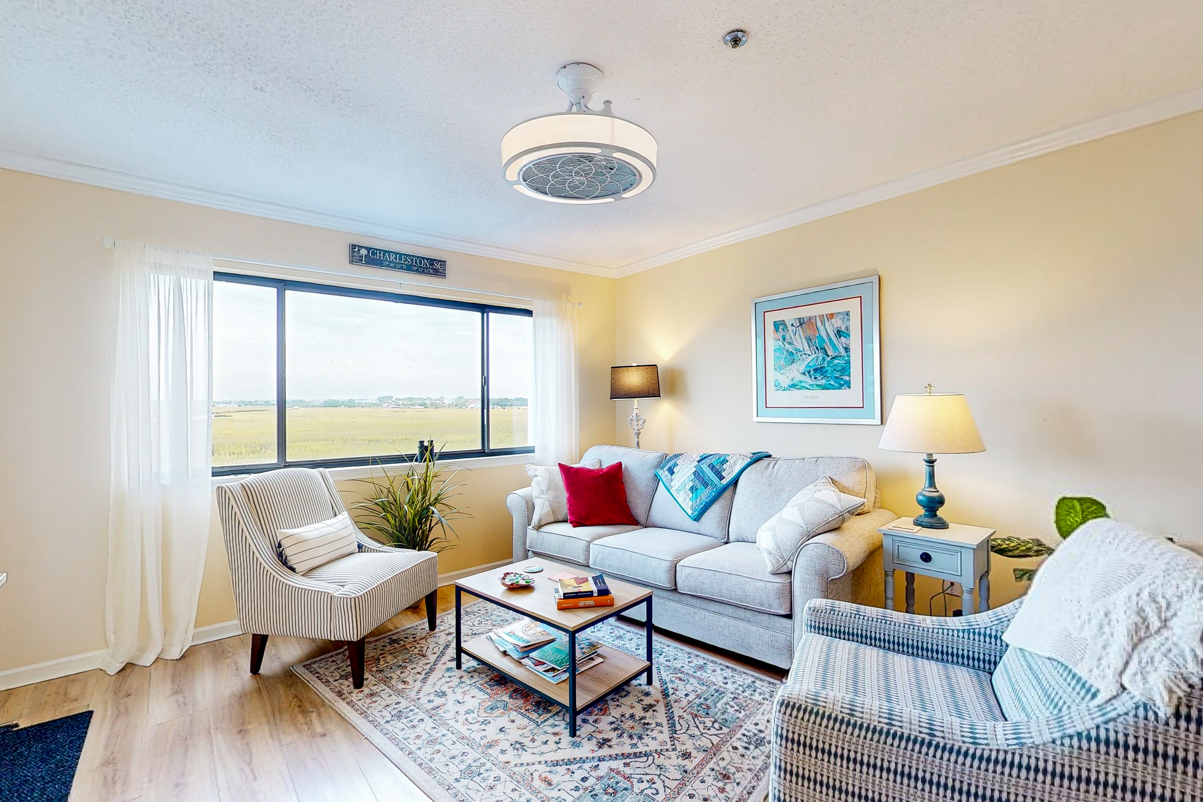 Marsh-view condo with on-site pool, tennis, & private balcony