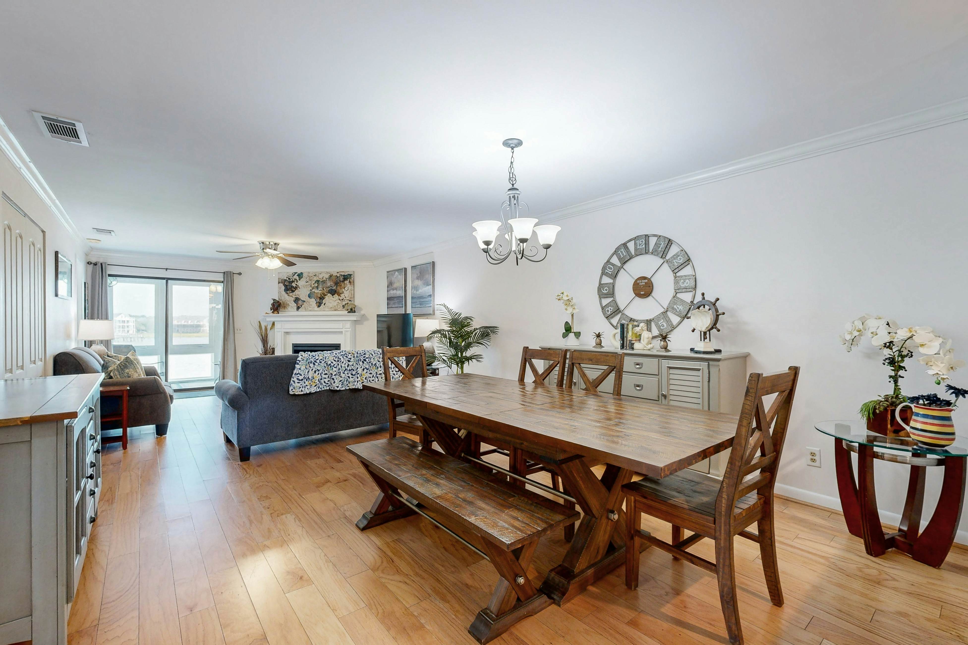 Elegant riverfront condo with access to private W/D, central AC, and pool access