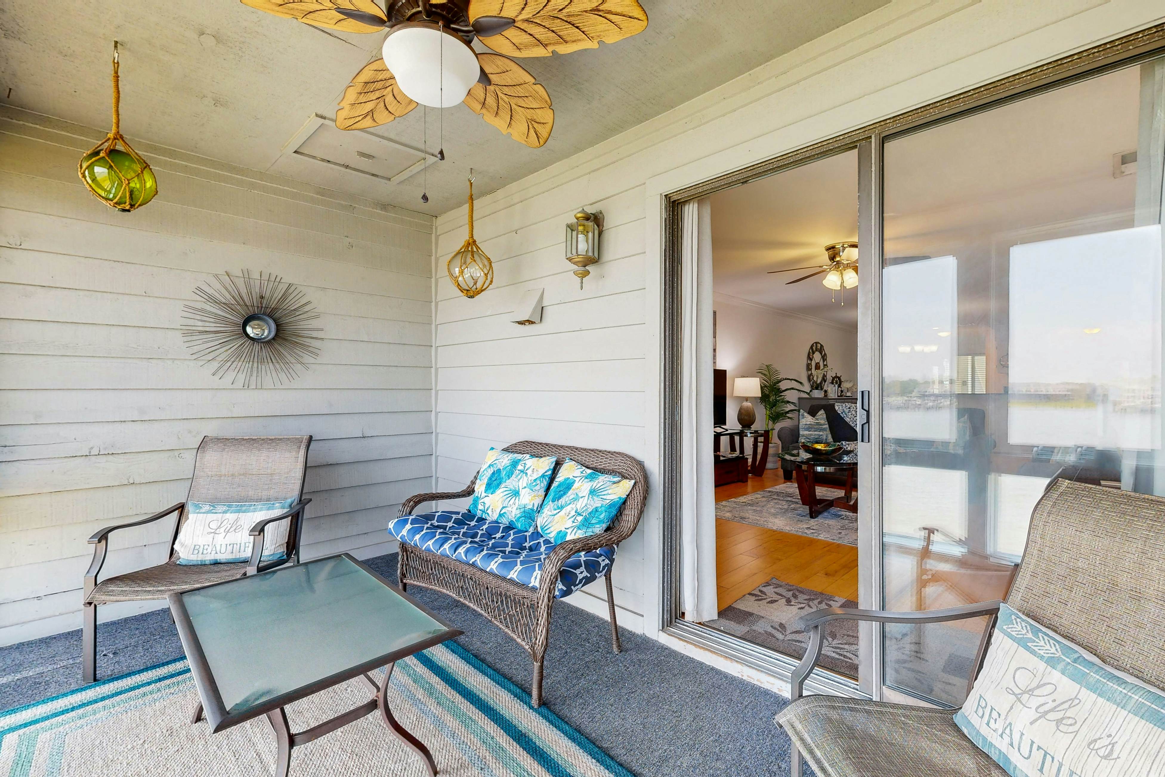 Elegant riverfront condo with access to private W/D, central AC, and pool access