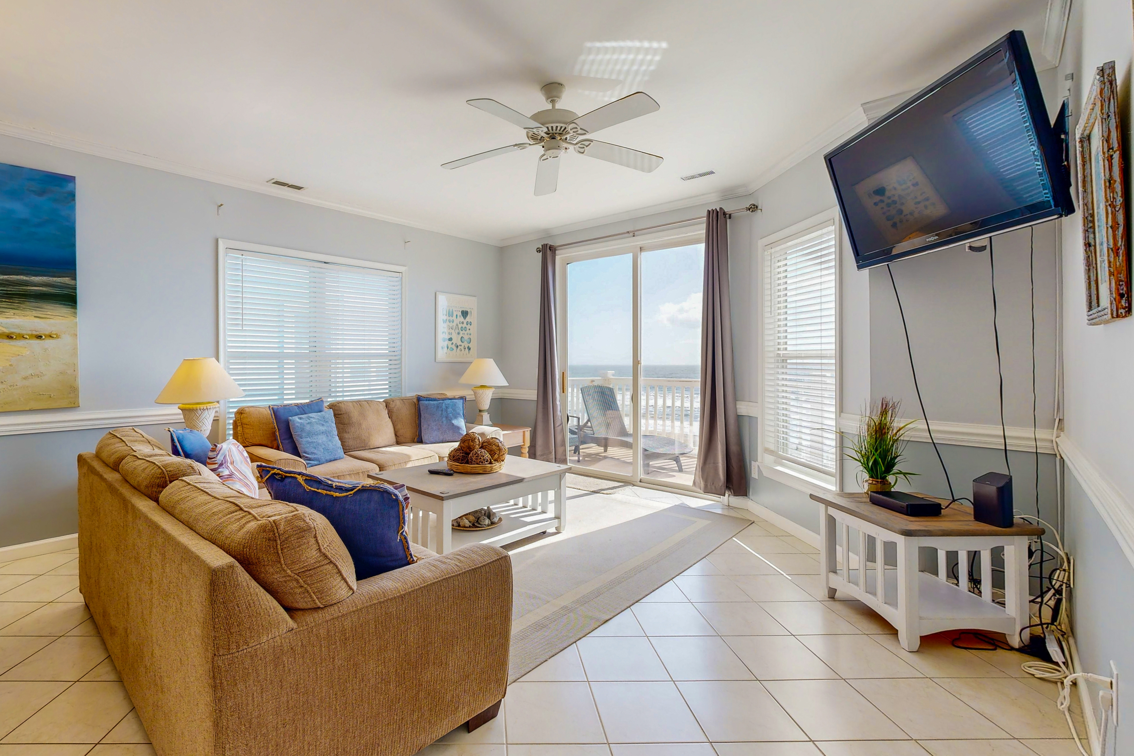 Dog-friendly penthouse with oceanfront balcony - steps to Folly Beach Pier