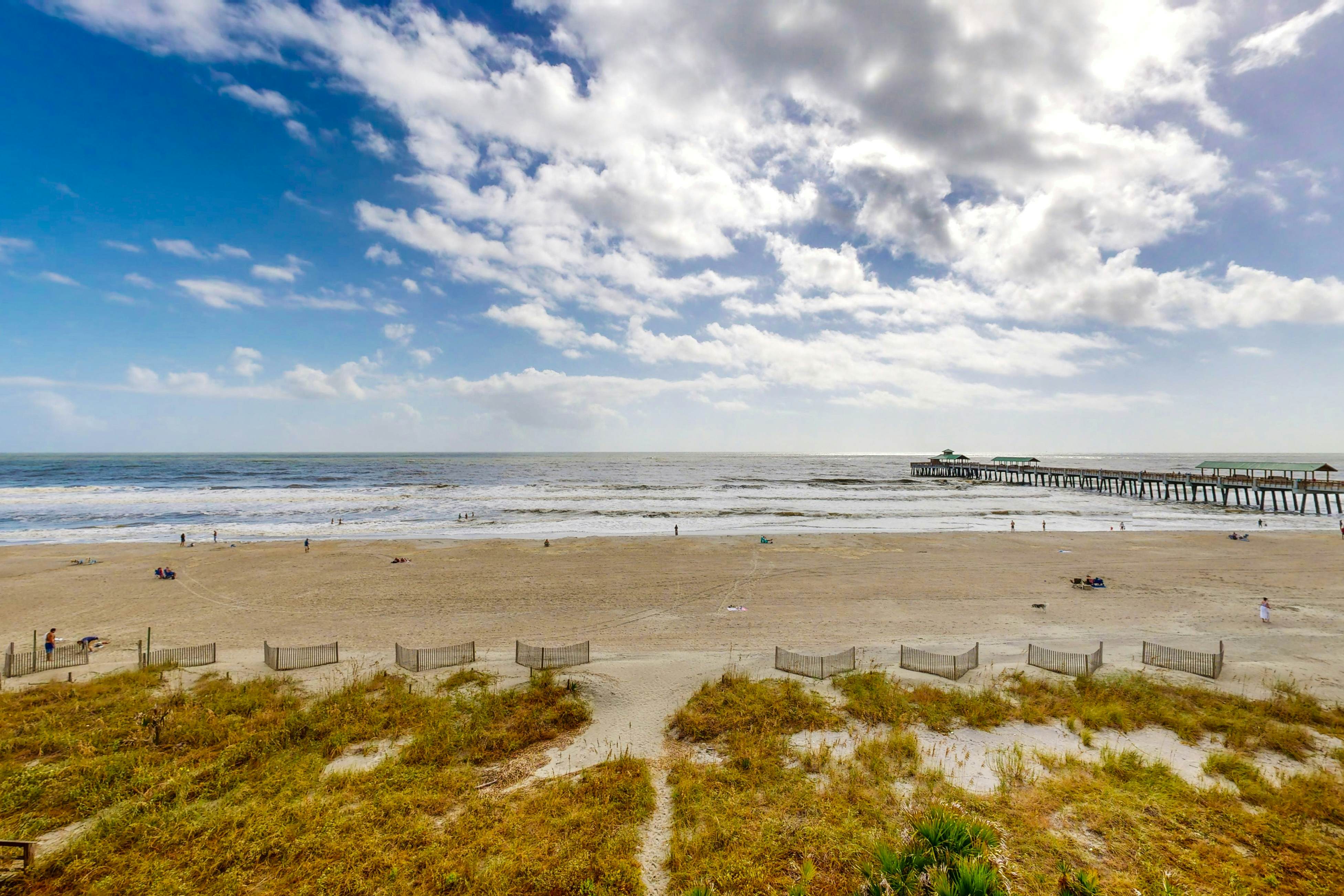 Dog-friendly penthouse with oceanfront balcony - steps to Folly Beach Pier