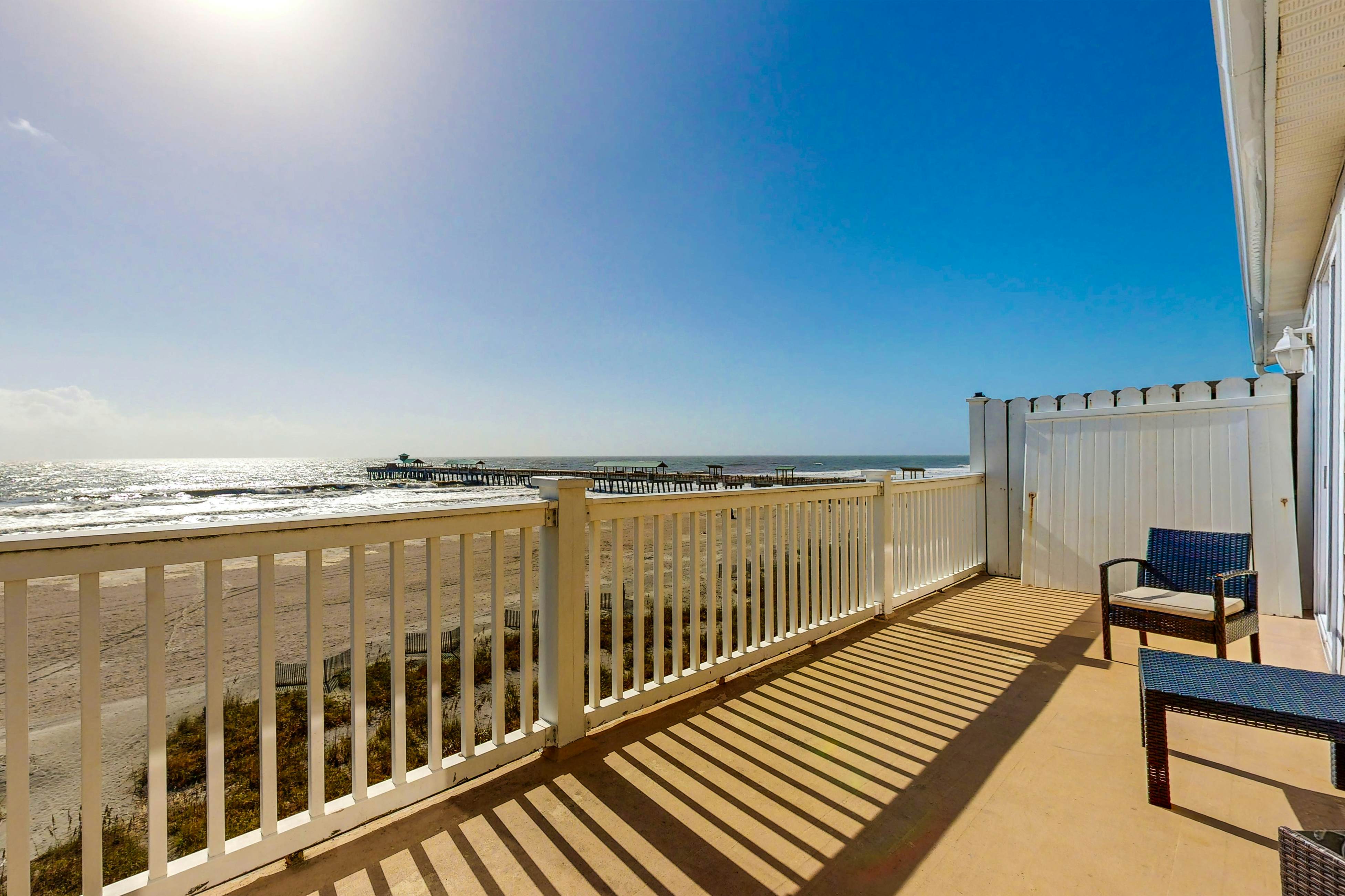 Dog-friendly penthouse with oceanfront balcony - steps to Folly Beach Pier