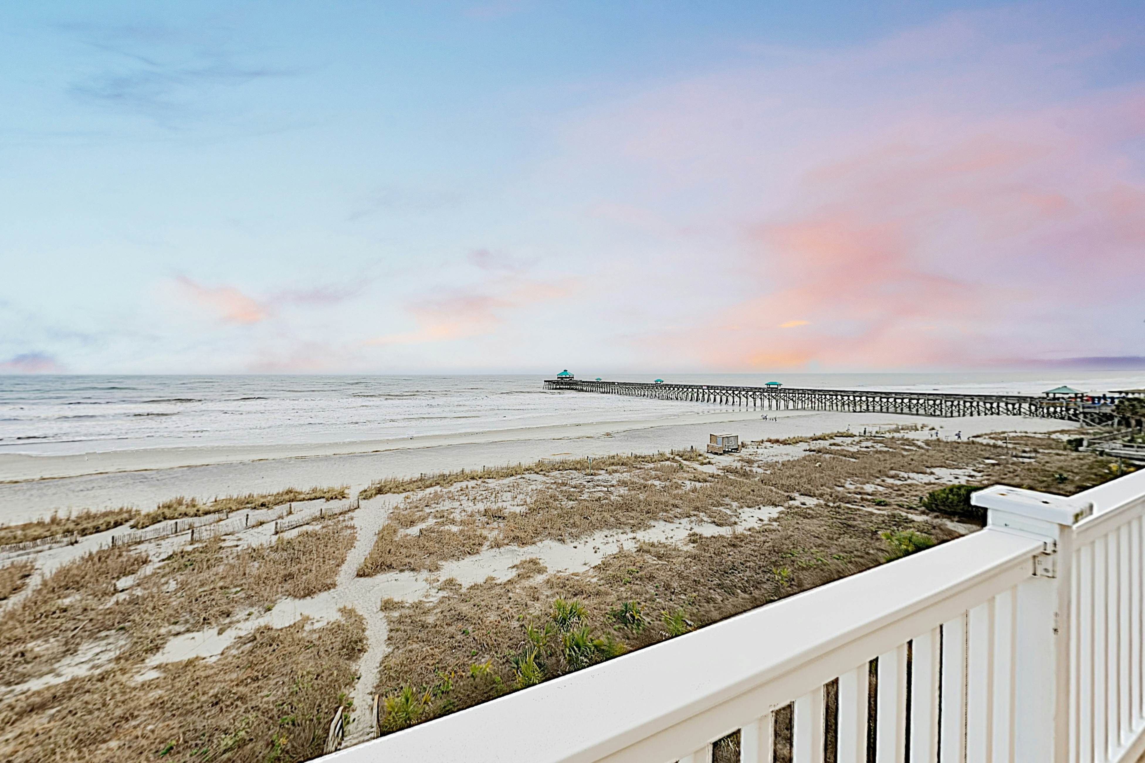 Dog-friendly penthouse with oceanfront balcony - steps to Folly Beach Pier