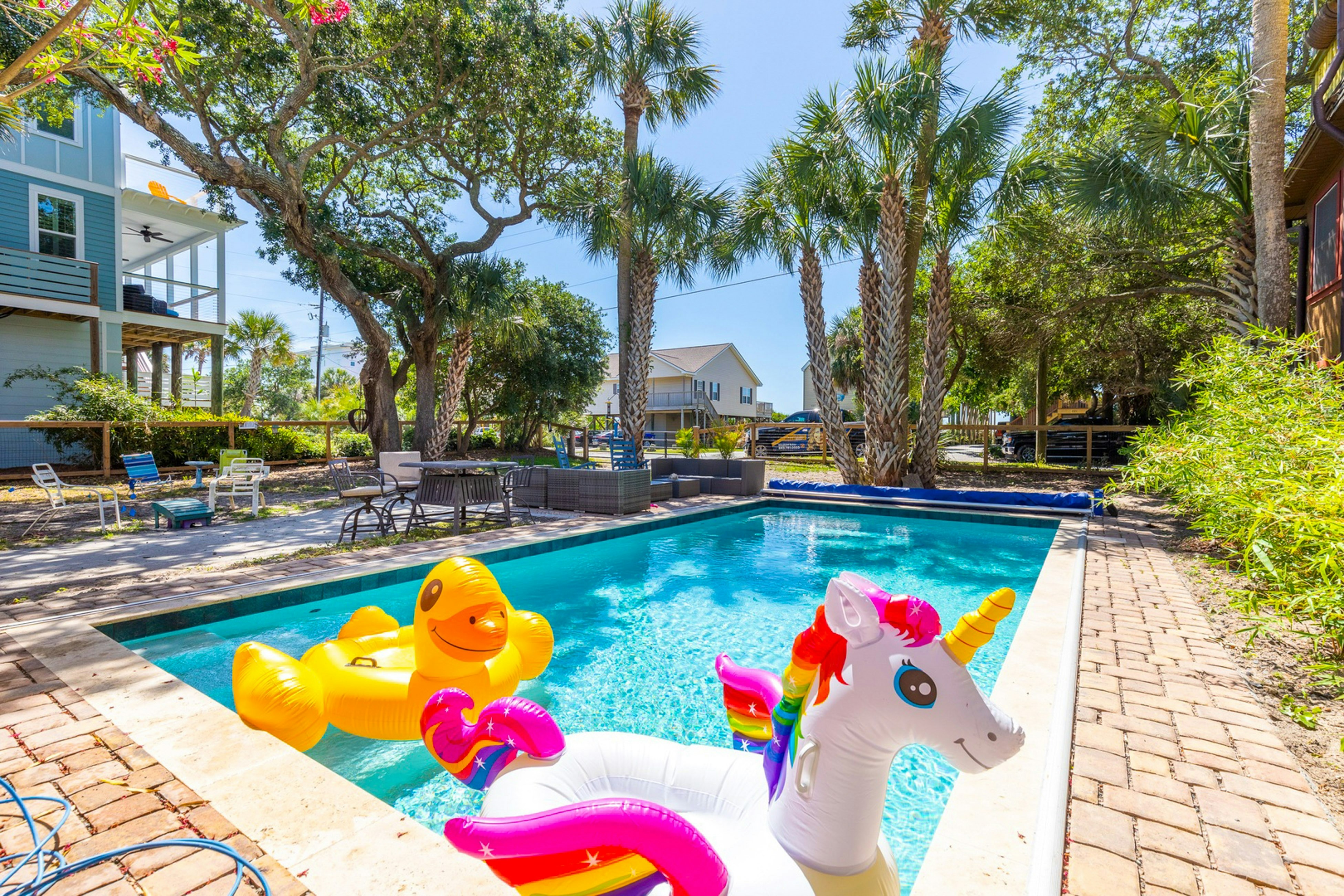 Coastal dog-friendly home with pool, ocean views & fenced yard