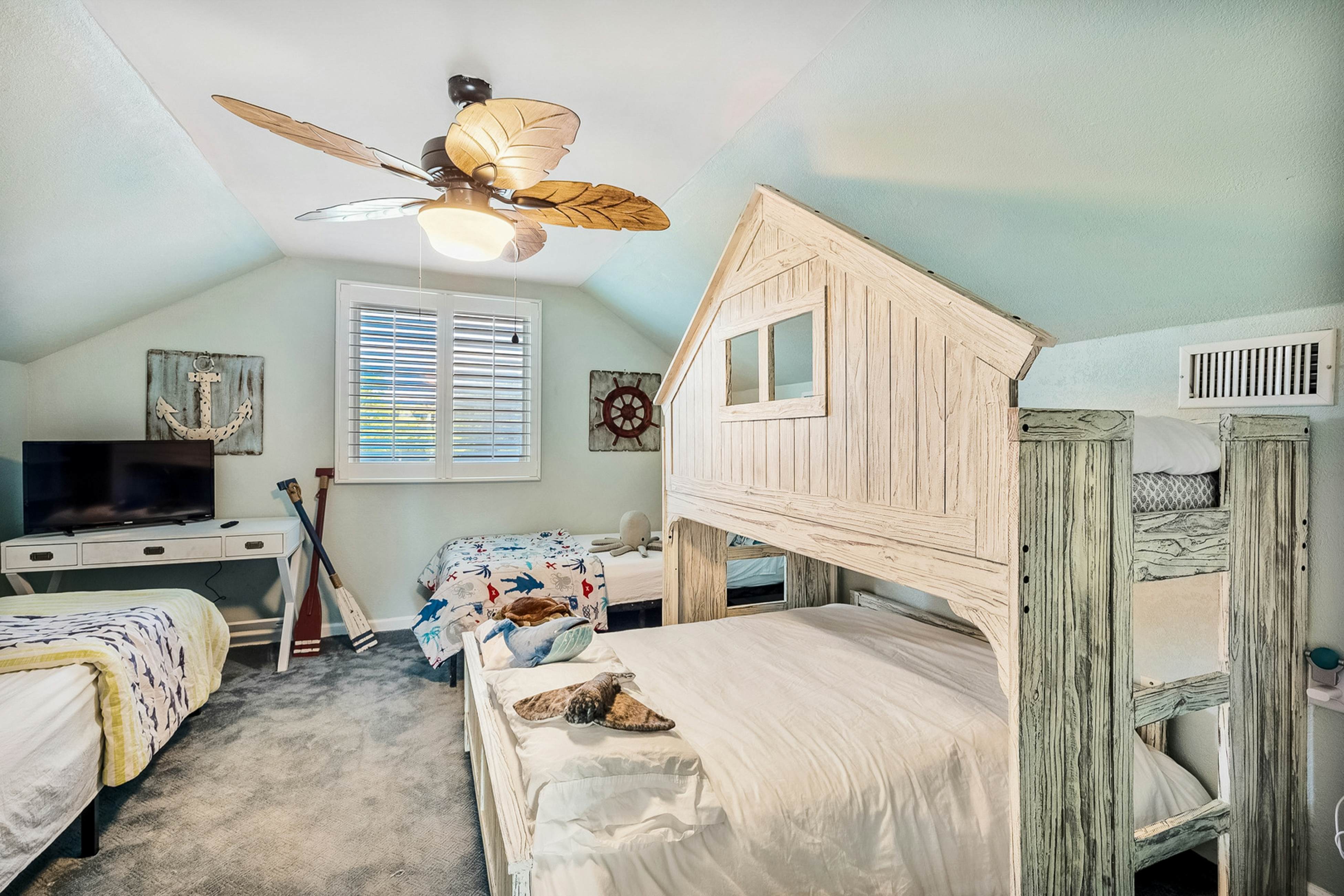 Coastal dog-friendly home with pool, ocean views & fenced yard