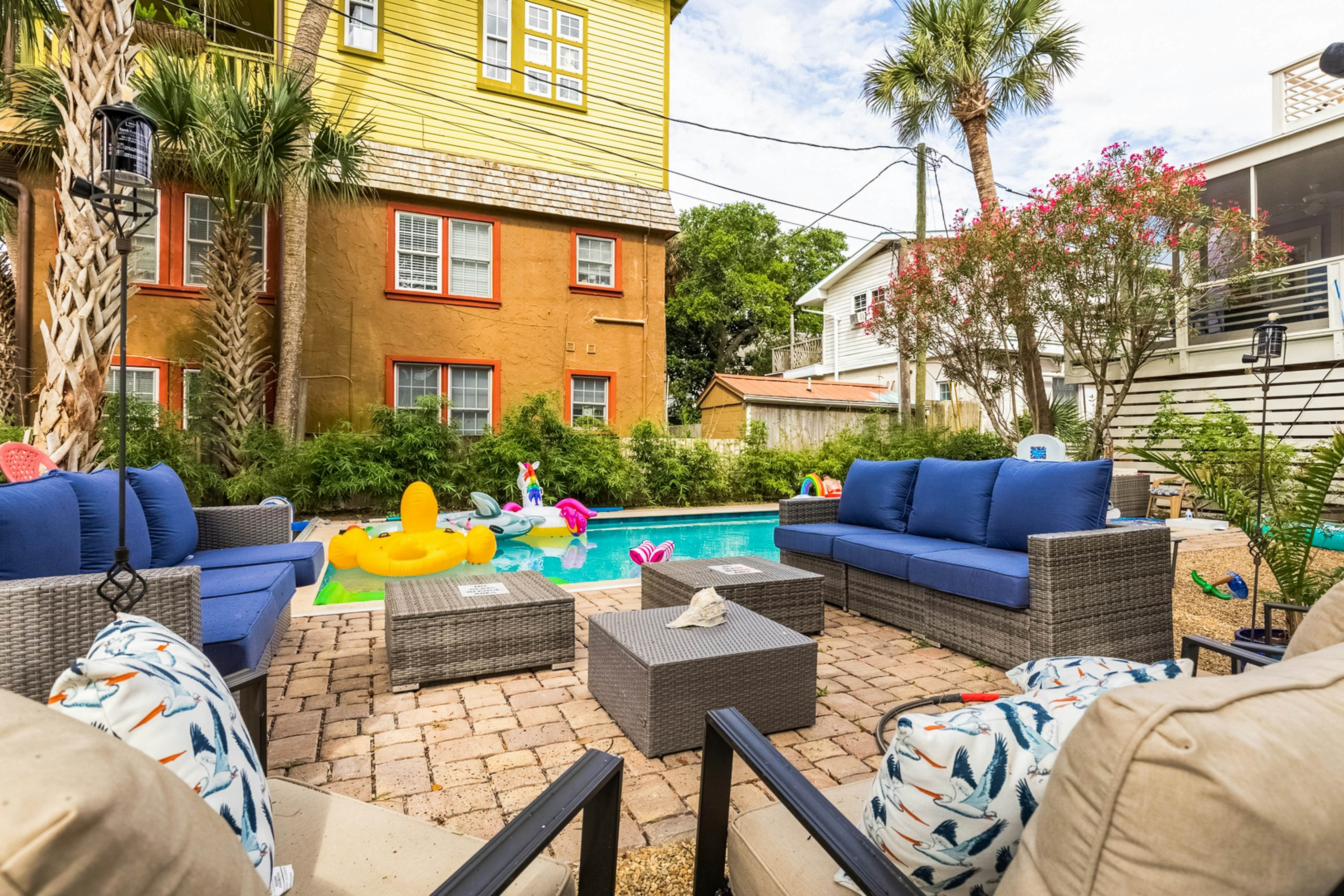 Coastal dog-friendly home with pool, ocean views & fenced yard