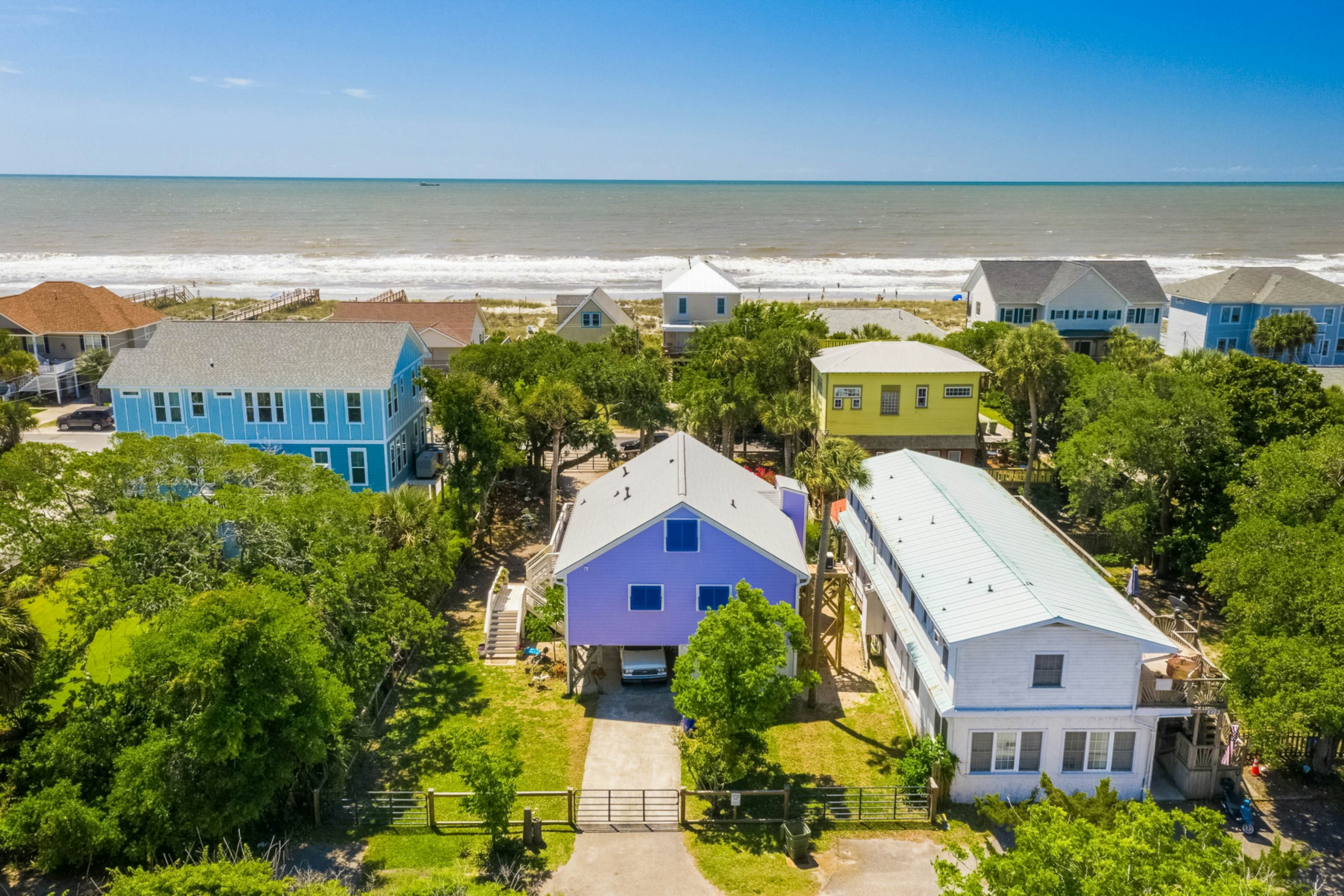 Coastal dog-friendly home with pool, ocean views & fenced yard