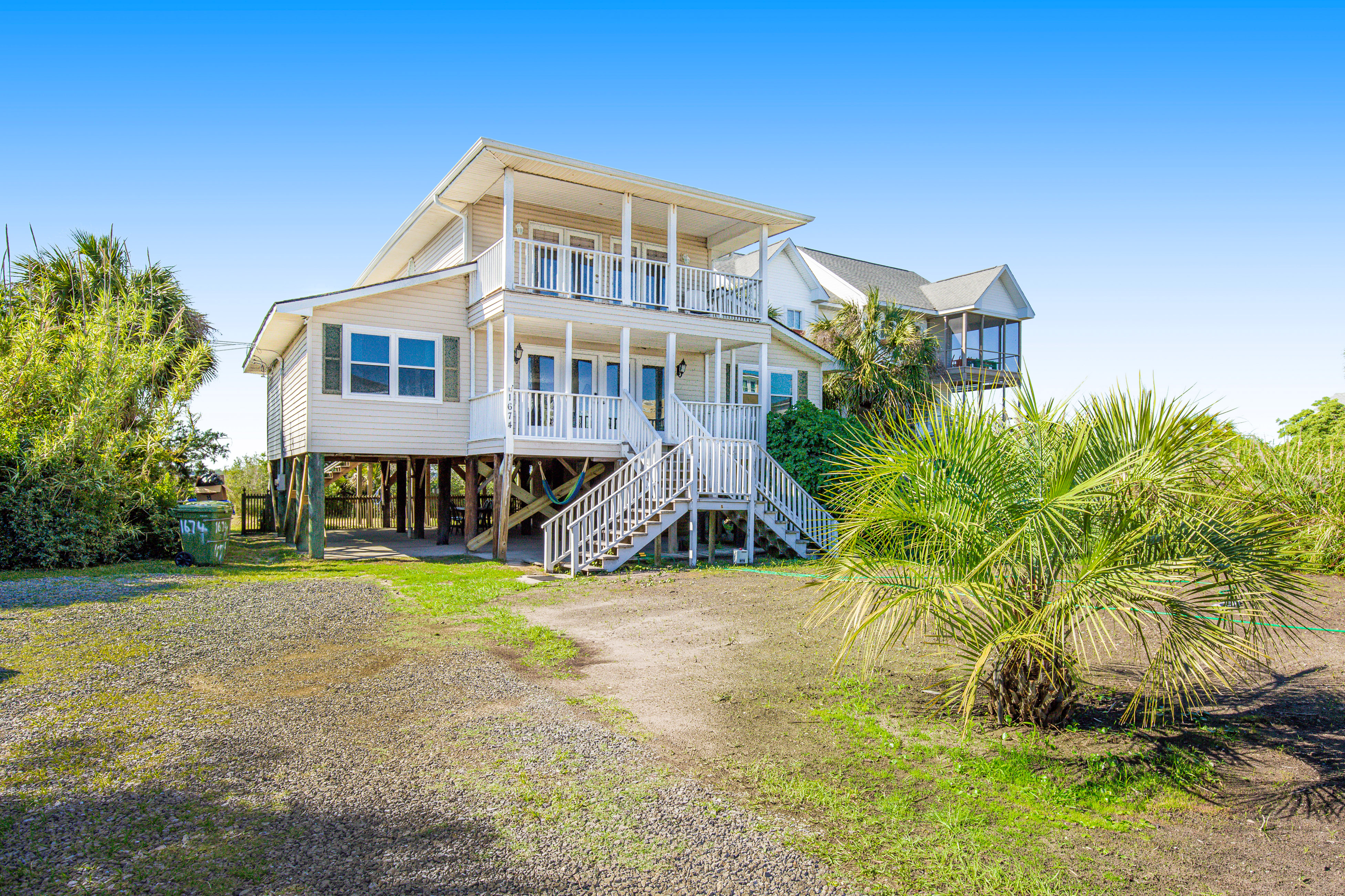 Spacious Folly Beach Retreat w/ Multi-Level Decks & Water Views