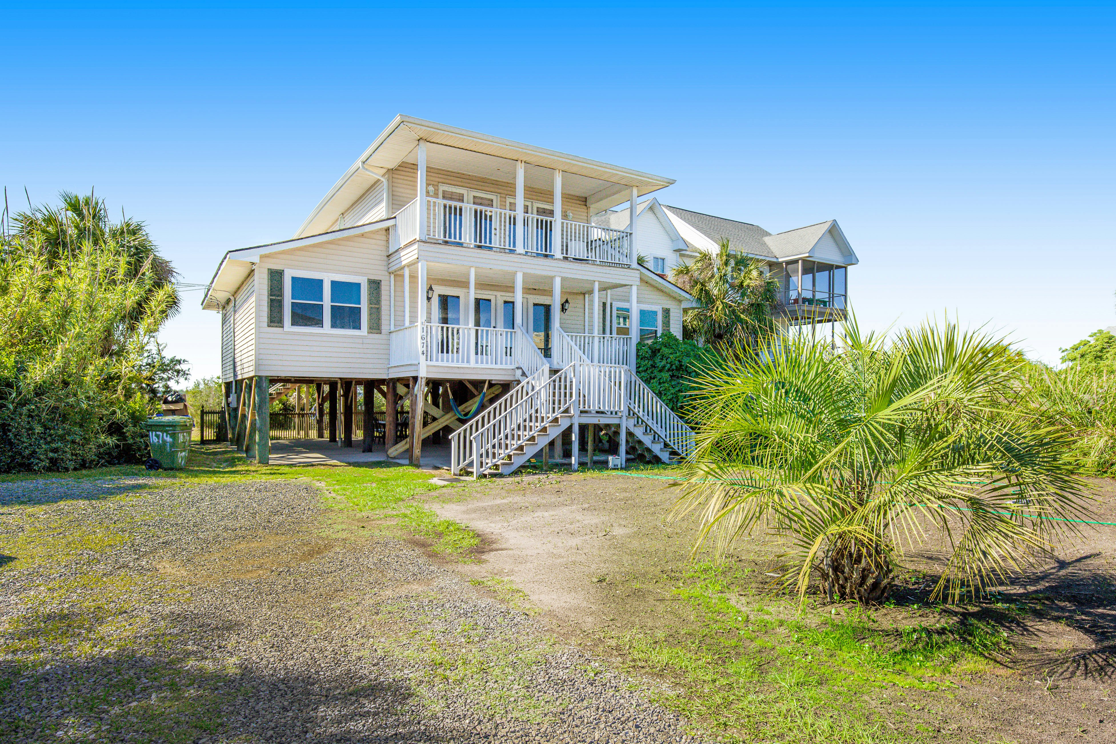 Spacious Folly Beach Retreat w/ Multi-Level Decks & Water Views