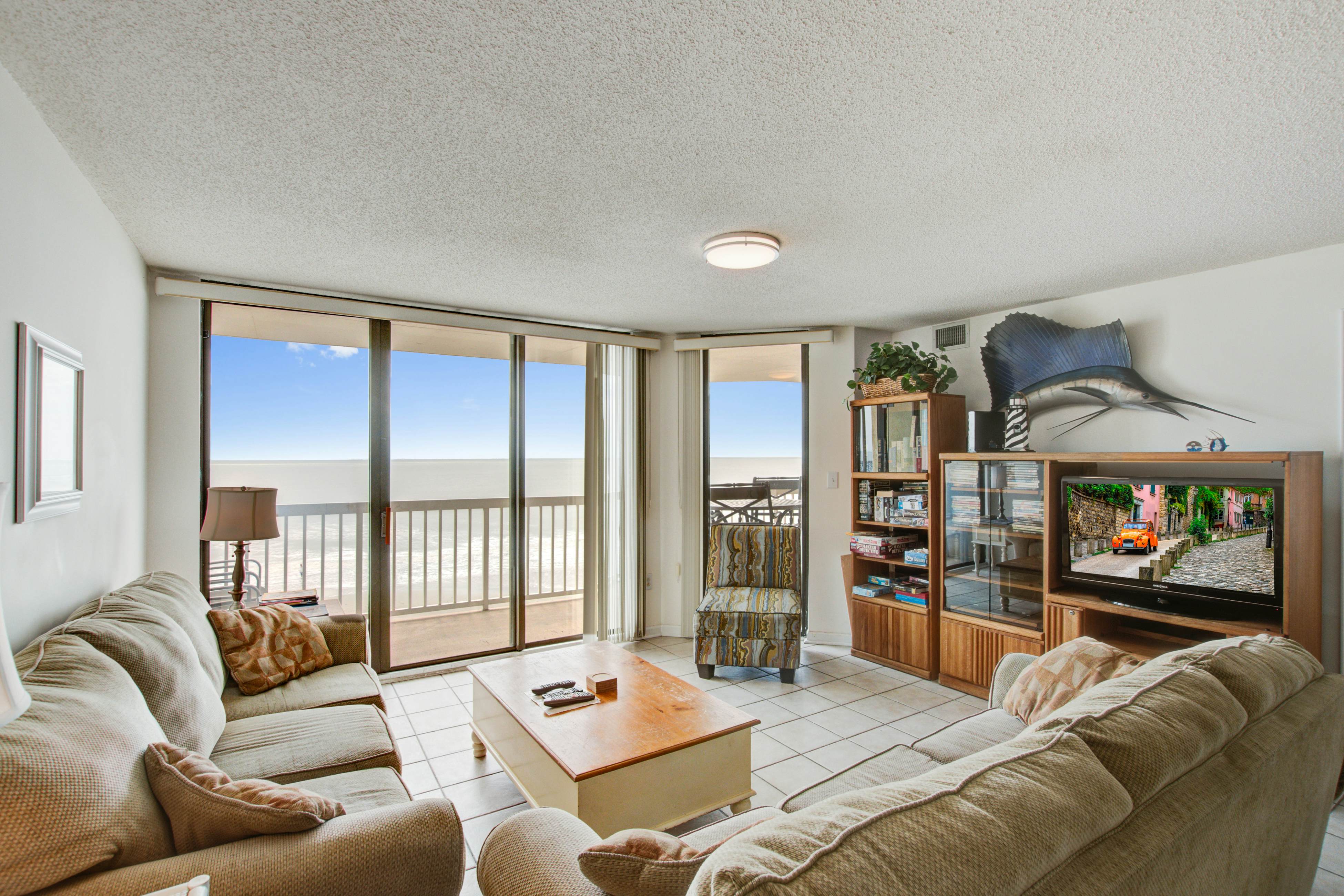 Oceanfront, third-floor villa with large private balcony and shared pools