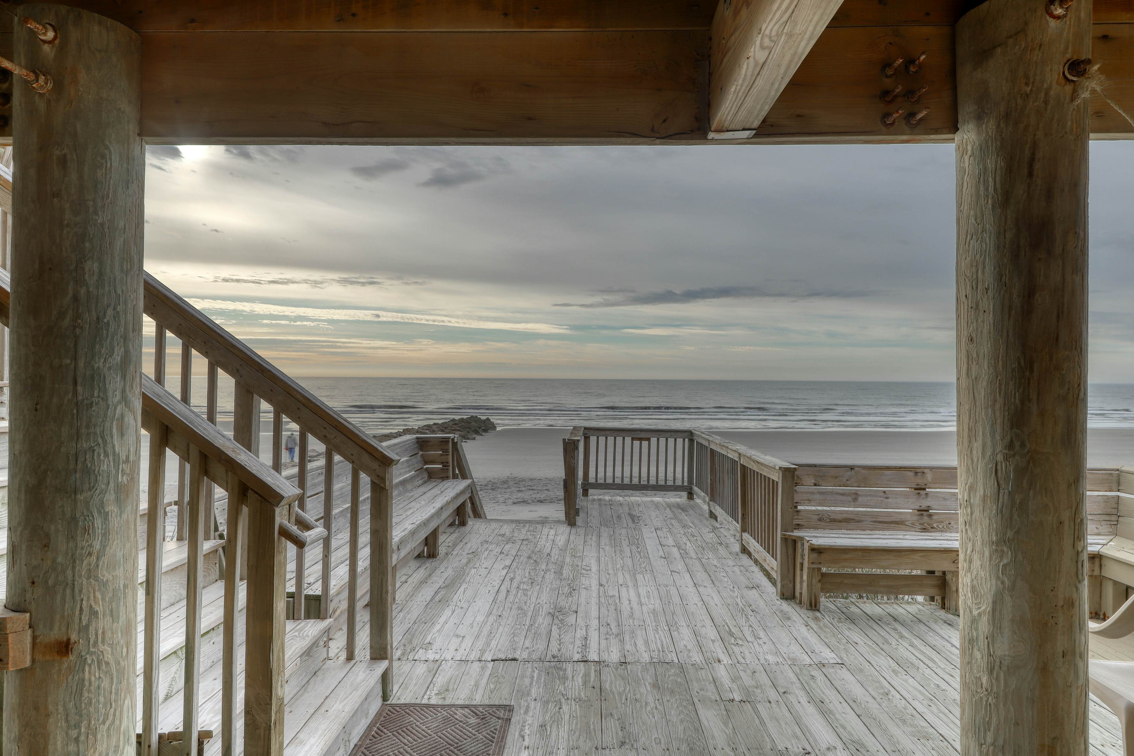 Raised oceanfront home with elevator & outdoor shower just steps from beach