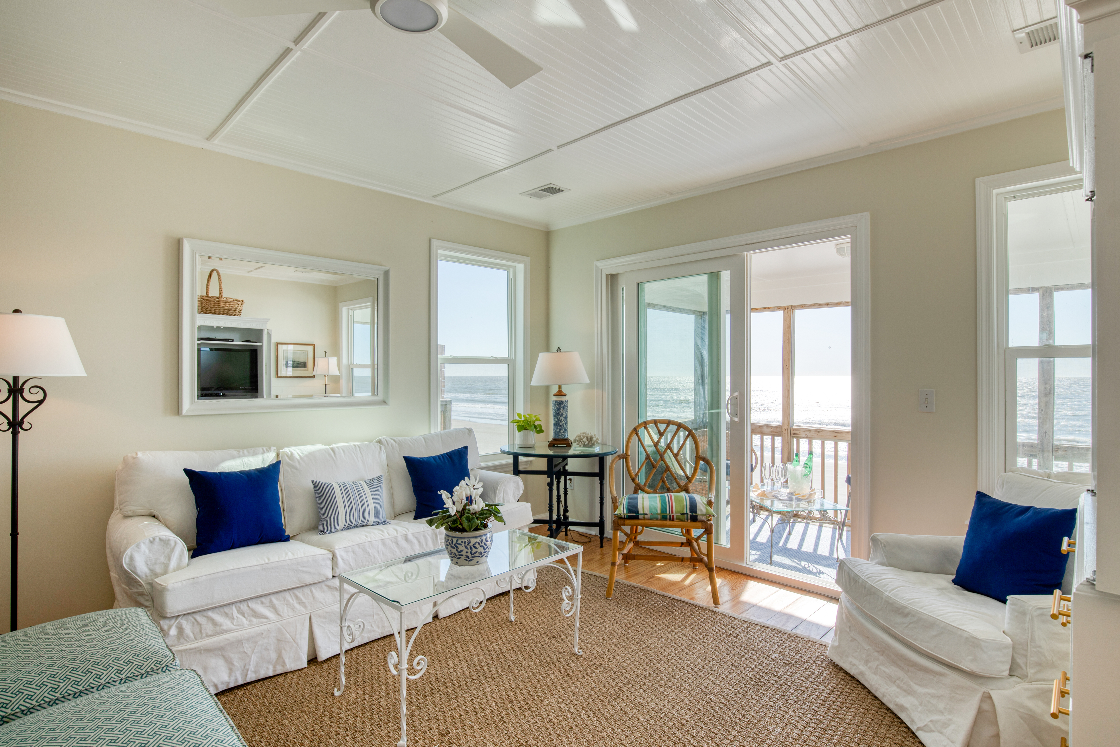 Newly renovated oceanfront home with private beach access & screened porch