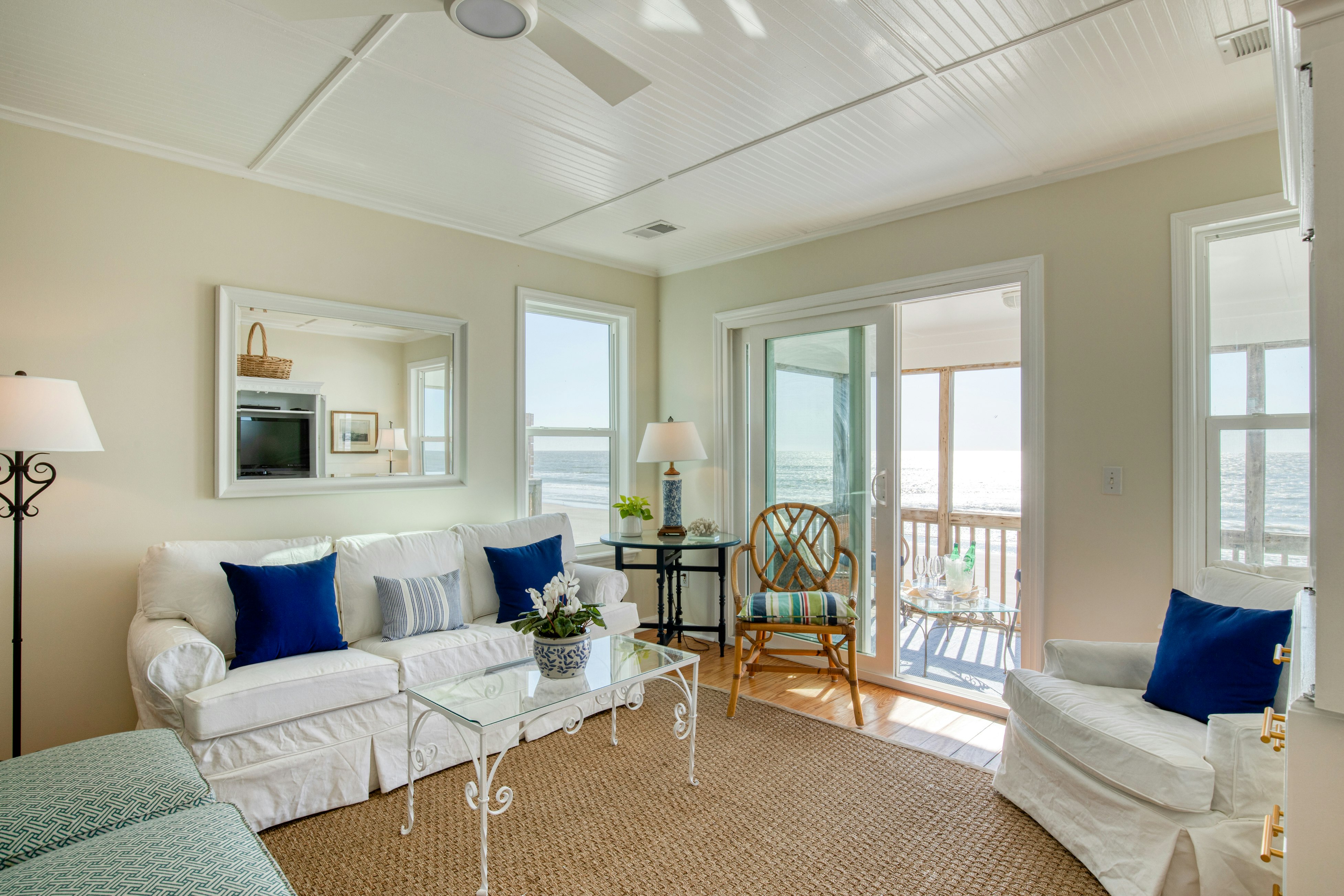 Newly renovated oceanfront home with private beach access & screened porch