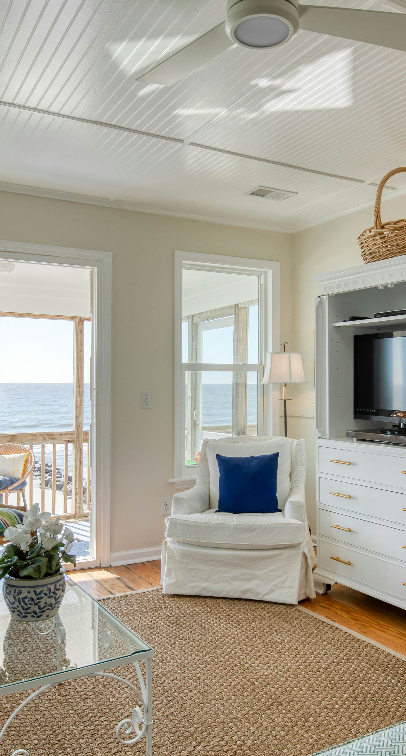 Newly renovated oceanfront home with private beach access & screened porch