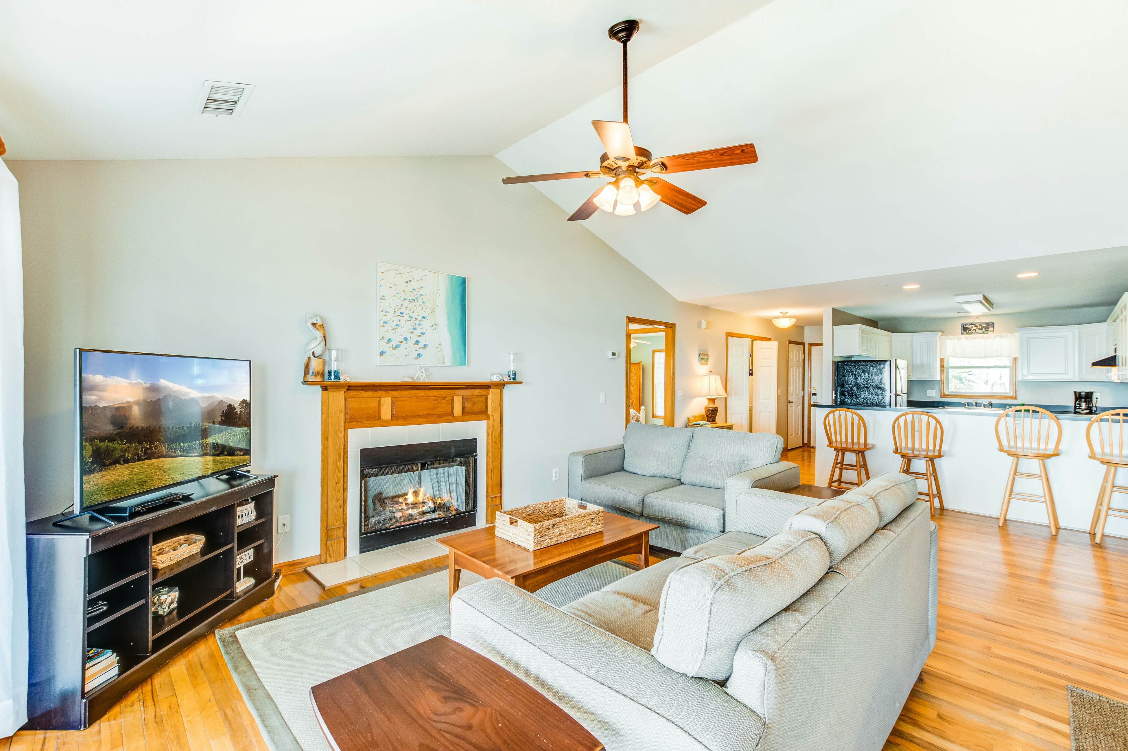 Oceanfront home with private beach access, screened porch & large deck