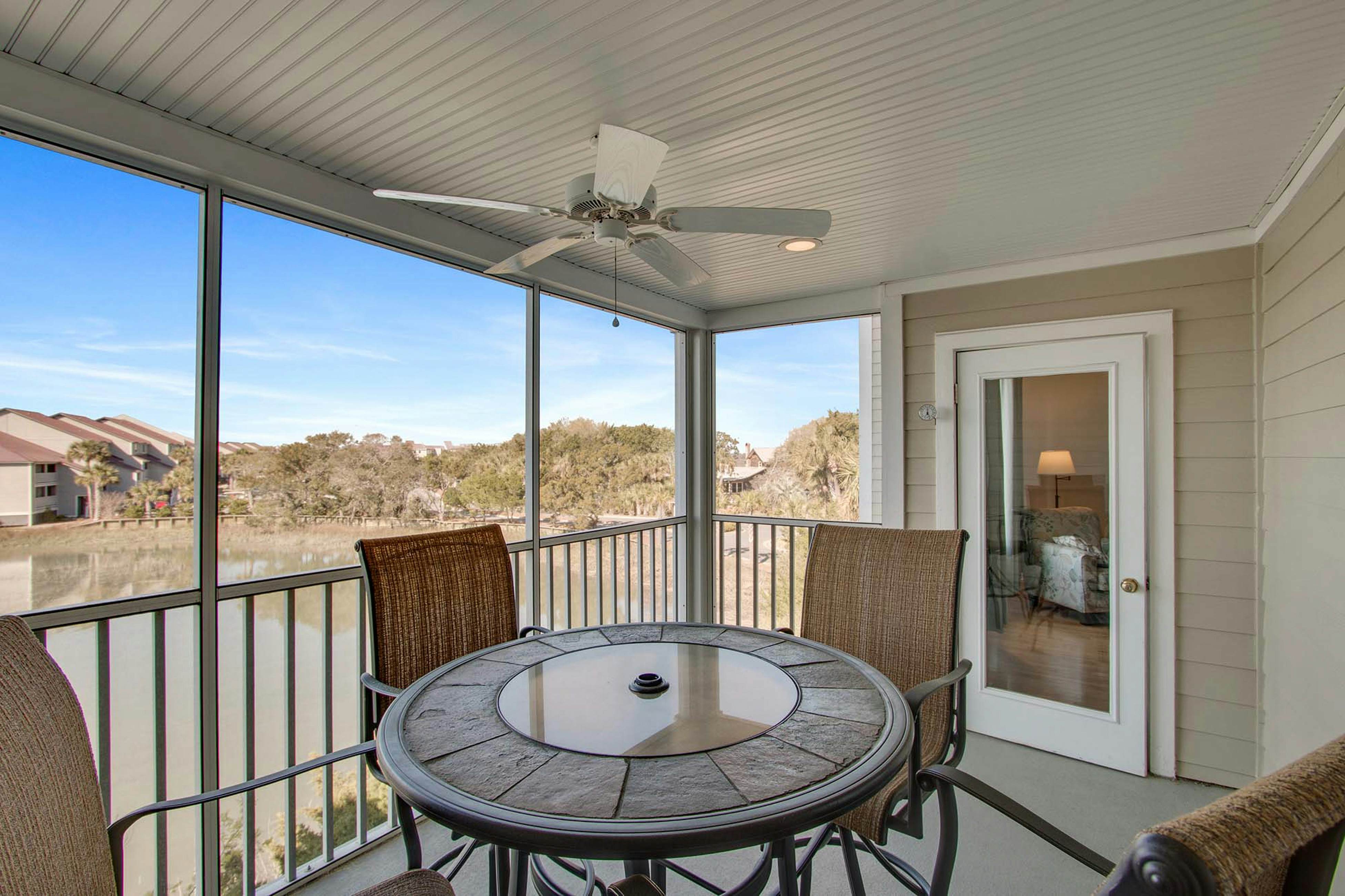 Second-floor condo with river views and access to a community pool