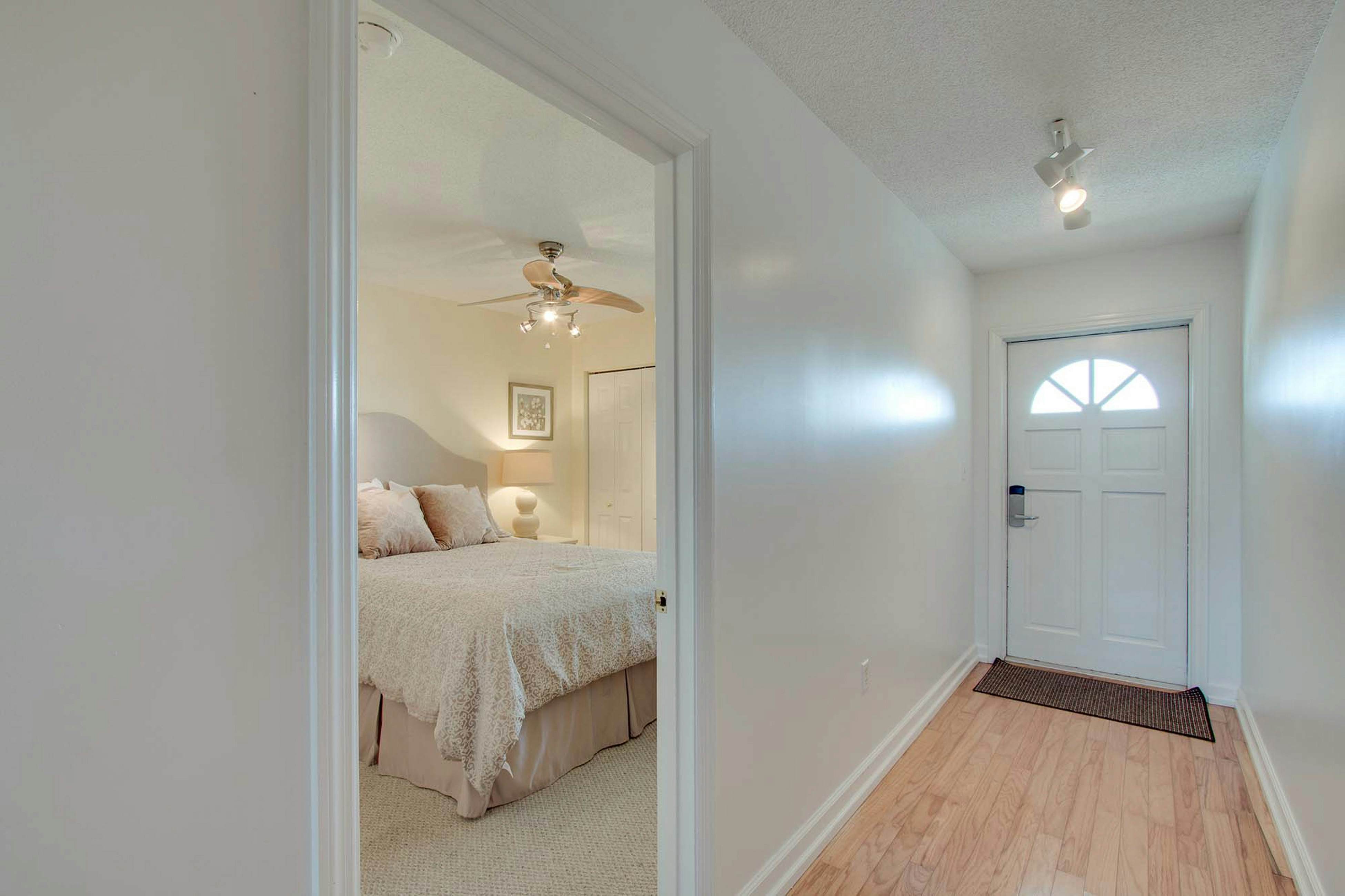 Second-floor condo with river views and access to a community pool