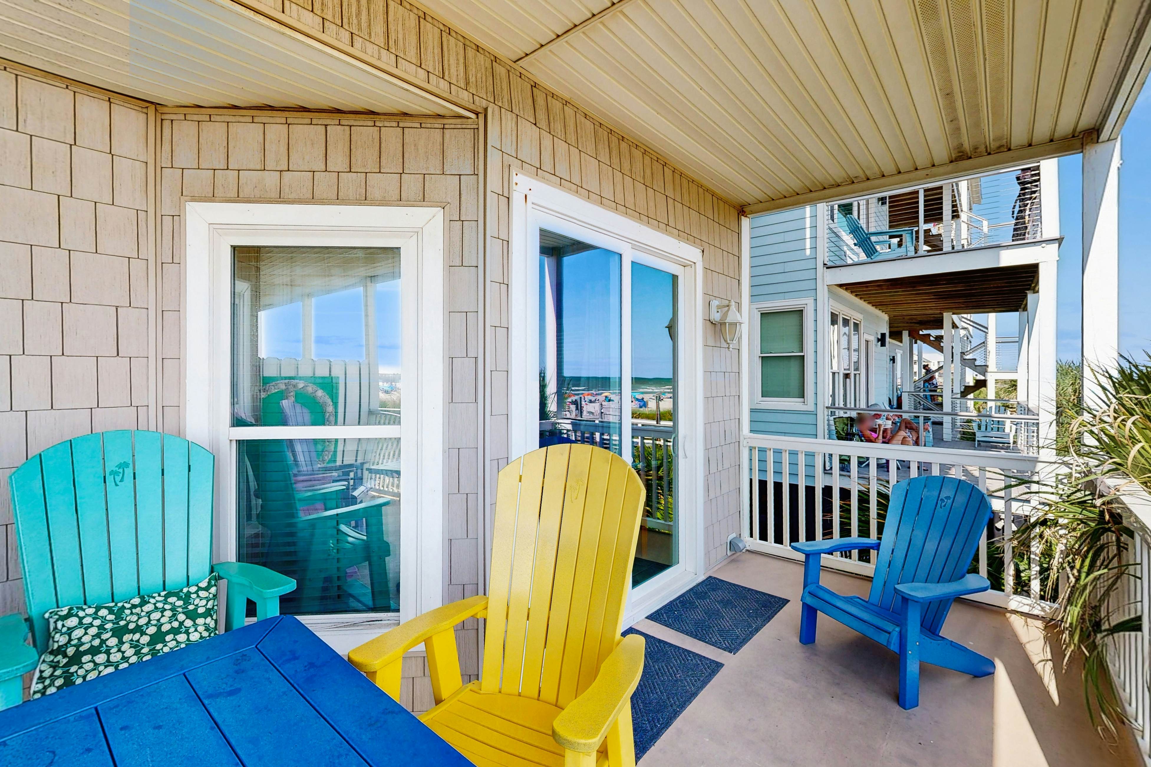 First-floor villa w/beach and ocean views from spacious balcony
