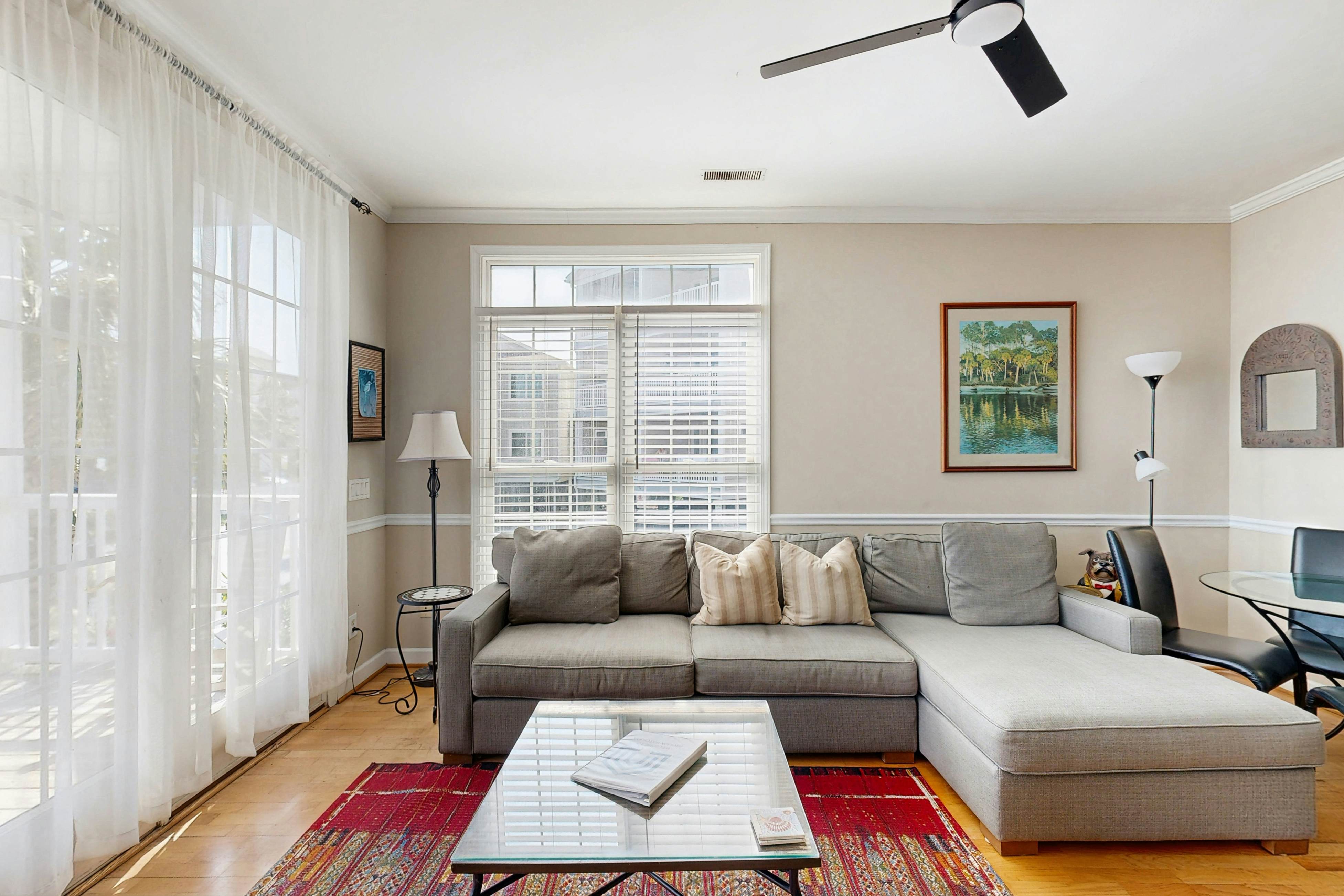 Oceanfront, first-level villa steps from the beach with a balcony & shared pool