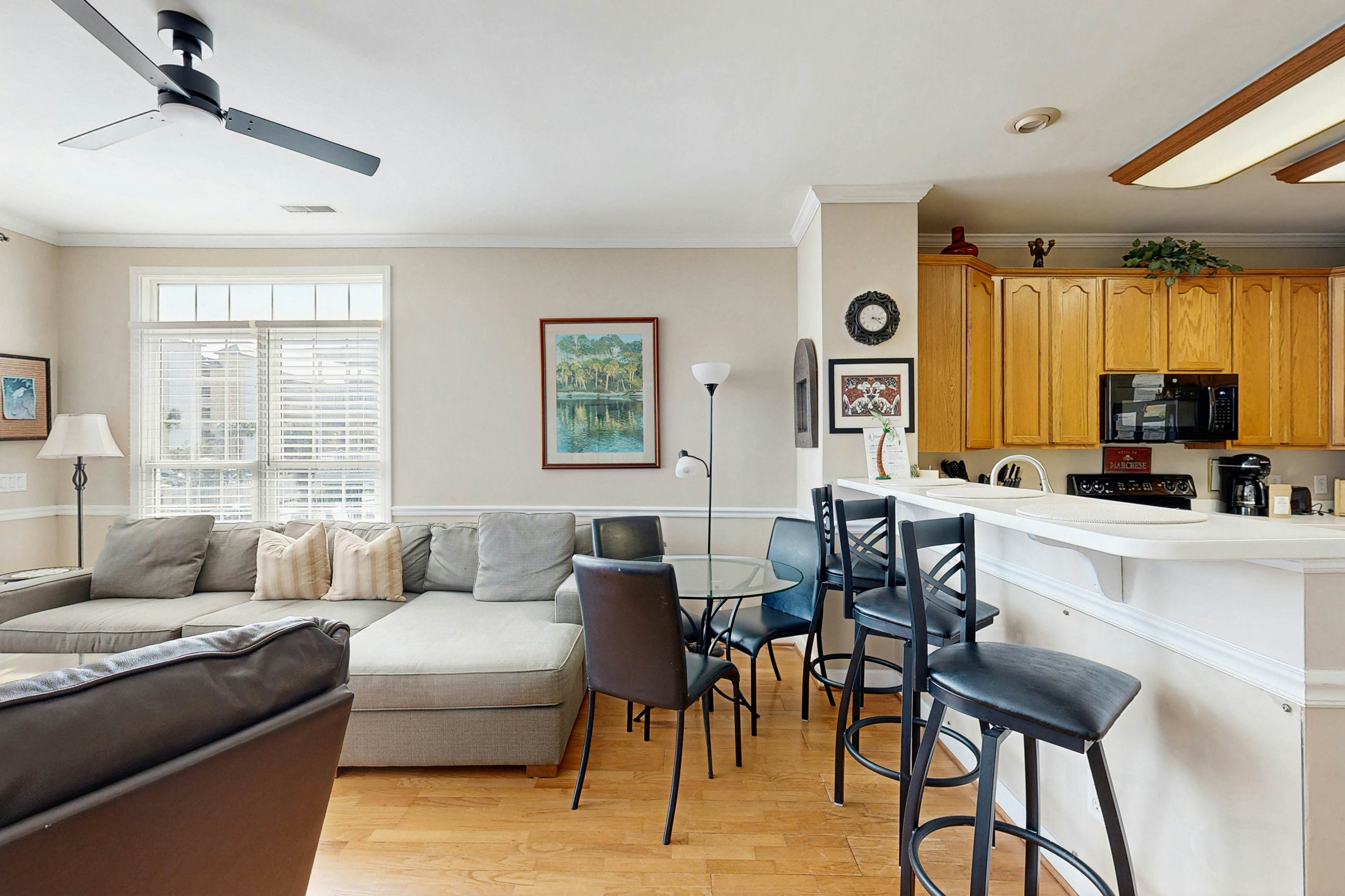 Oceanfront, first-level villa steps from the beach with a balcony & shared pool