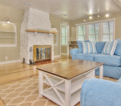 Modern beach cottage steps to beach with fireplace WD and AC near dining and fun