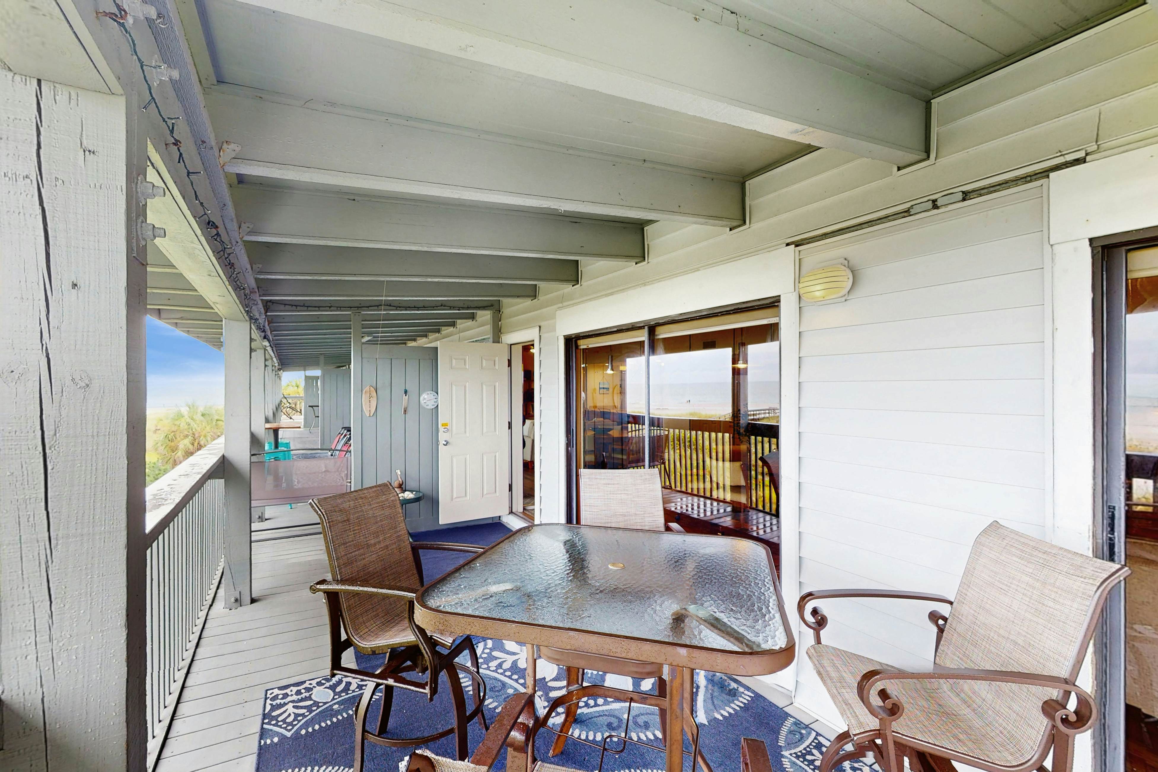 3rd-floor beachfront condo with beach access, pool, Gulf views, W/D, balcony, AC