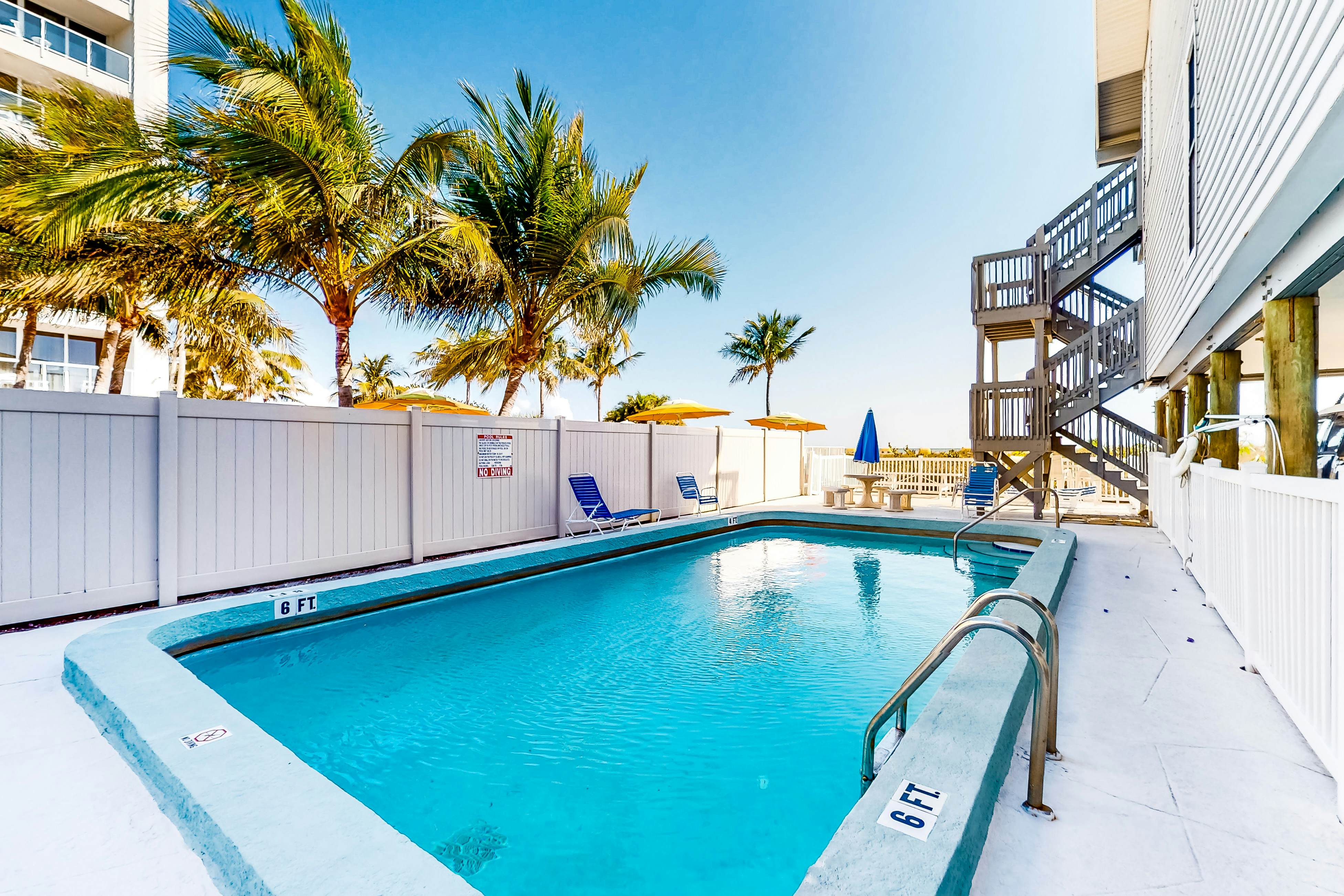 3rd-floor beachfront condo with beach access, pool, Gulf views, W/D, balcony, AC