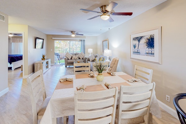 Ground floor condo with golf course views pool and beach access