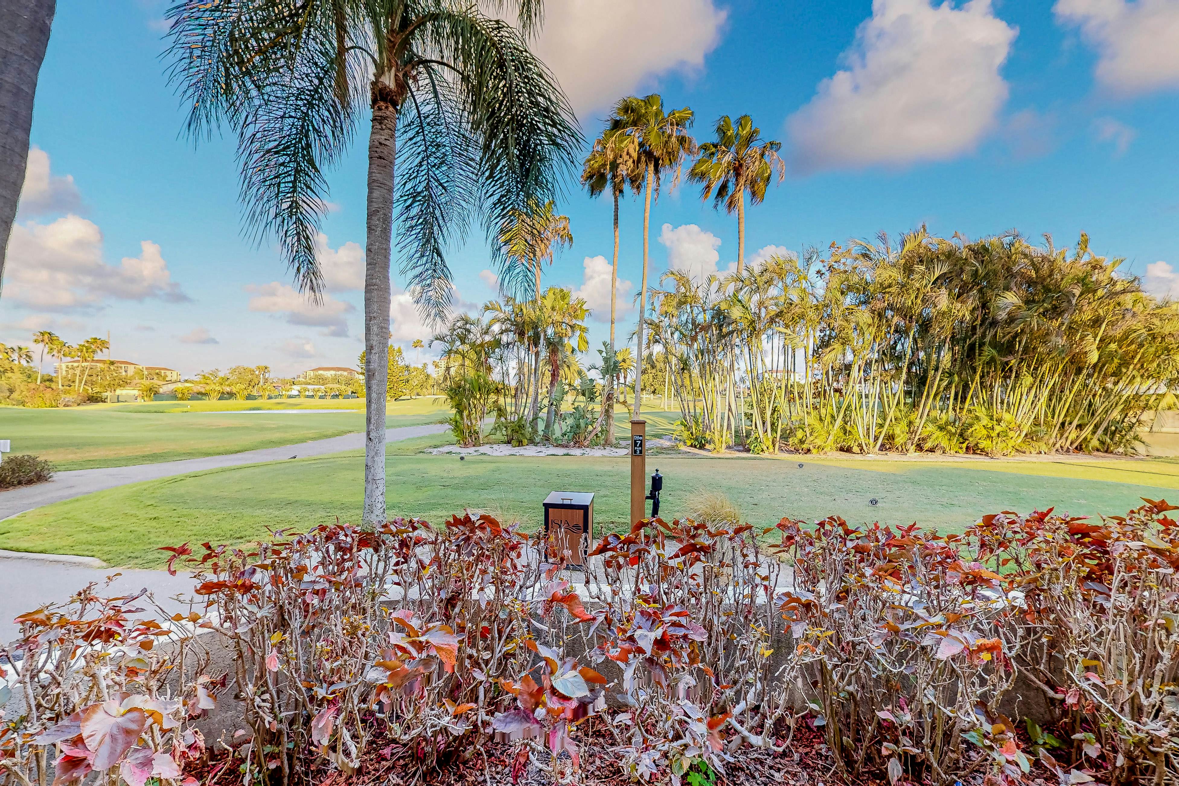 Ground-floor condo with golf course views, pool & beach access