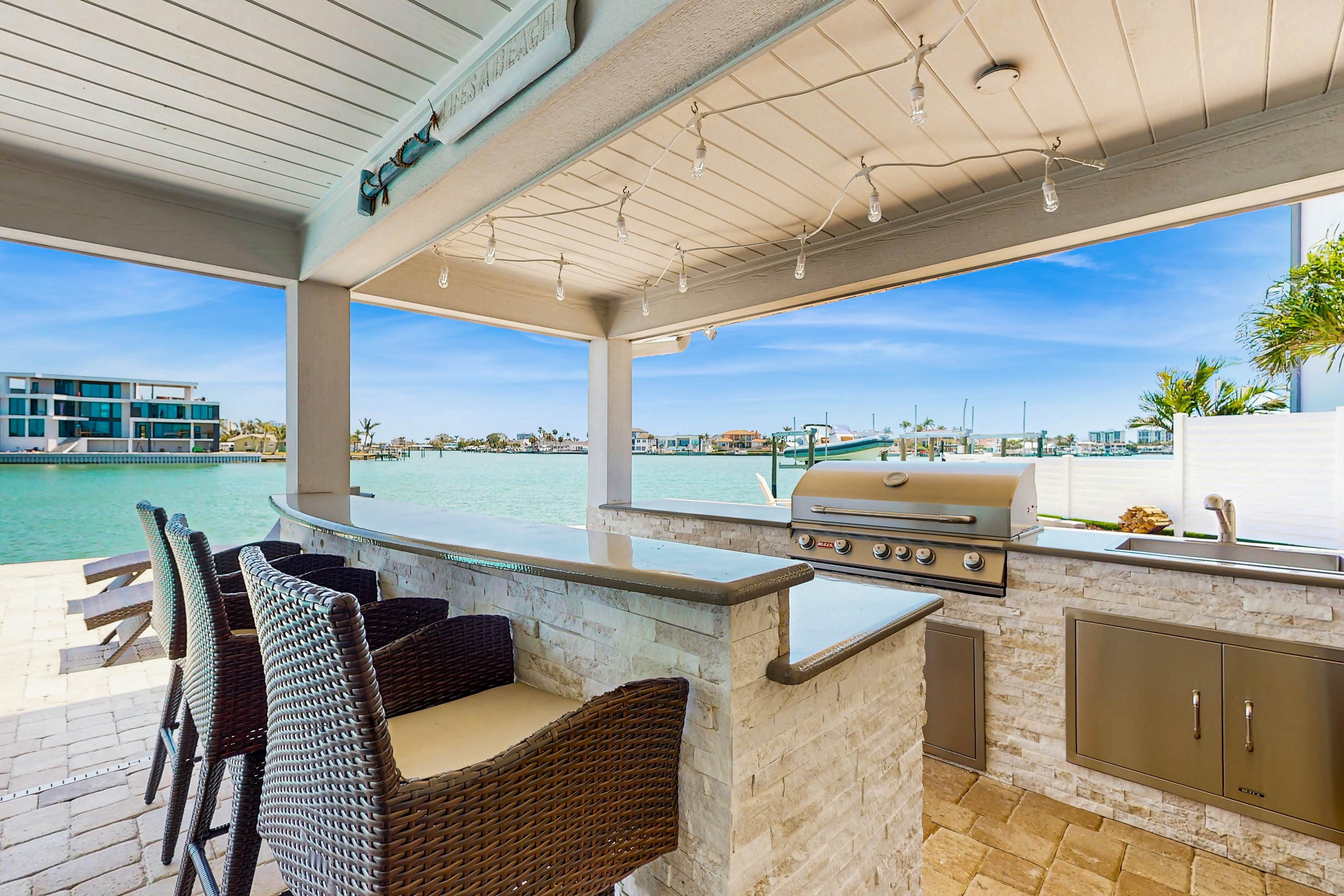 Chic waterfront retreat with private pool & outdoor kitchen - near the beach