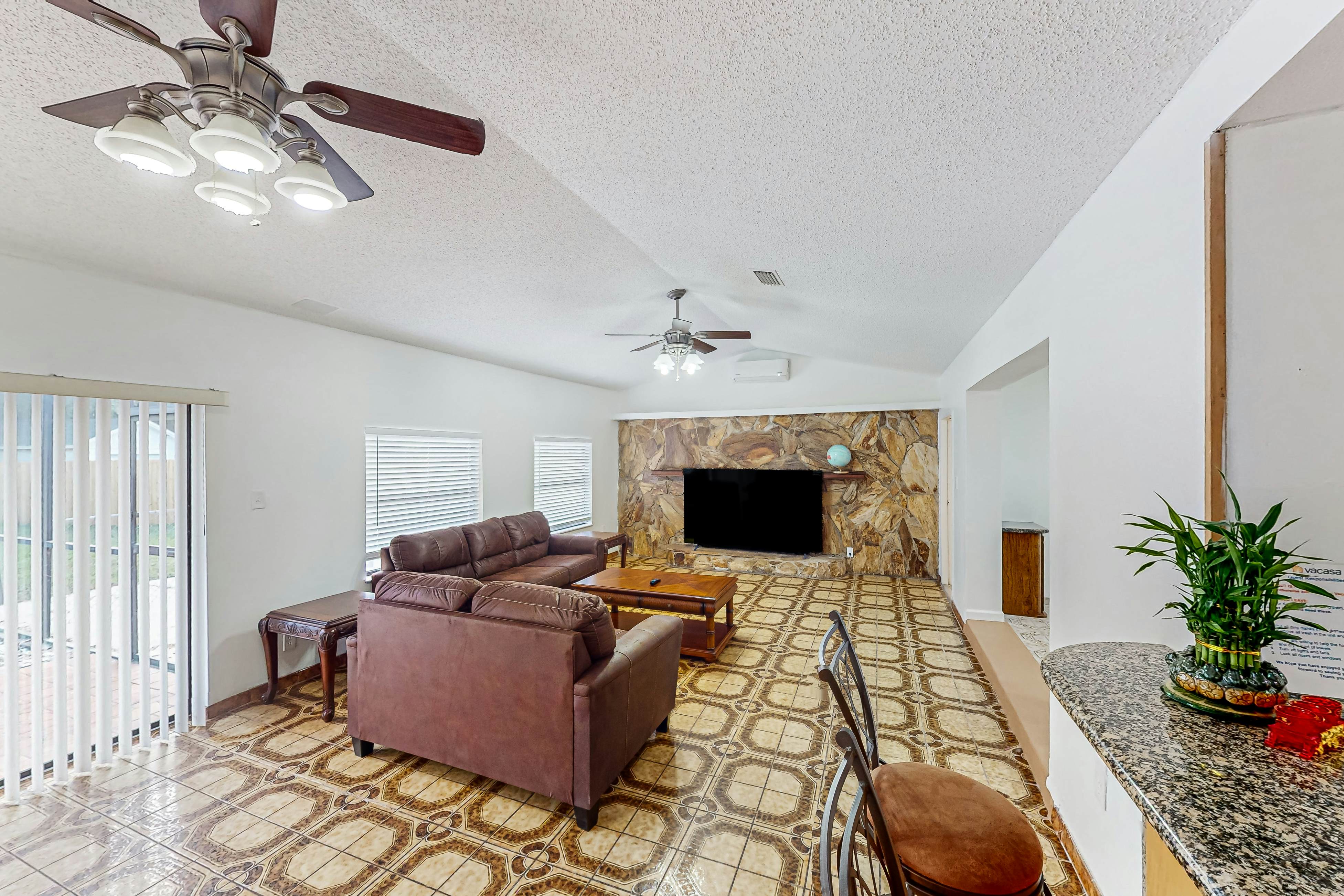 Conveniently located home with private pool, patio, foosball, & private W/D