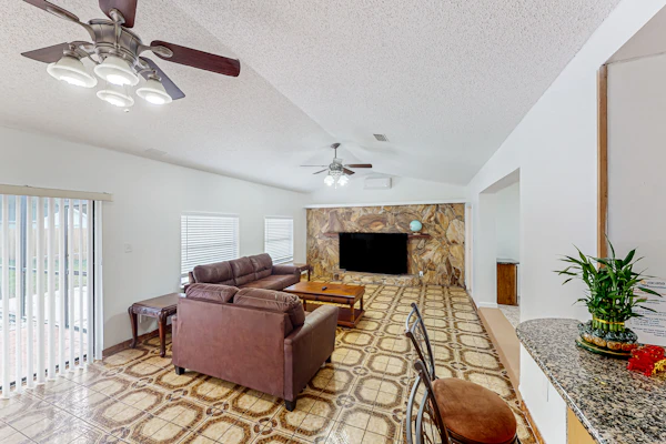 Conveniently located home with private pool patio foosball and private WD