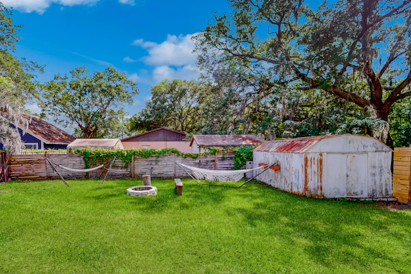 Dog friendly home with fenced yard firepit washer dryer and central AC