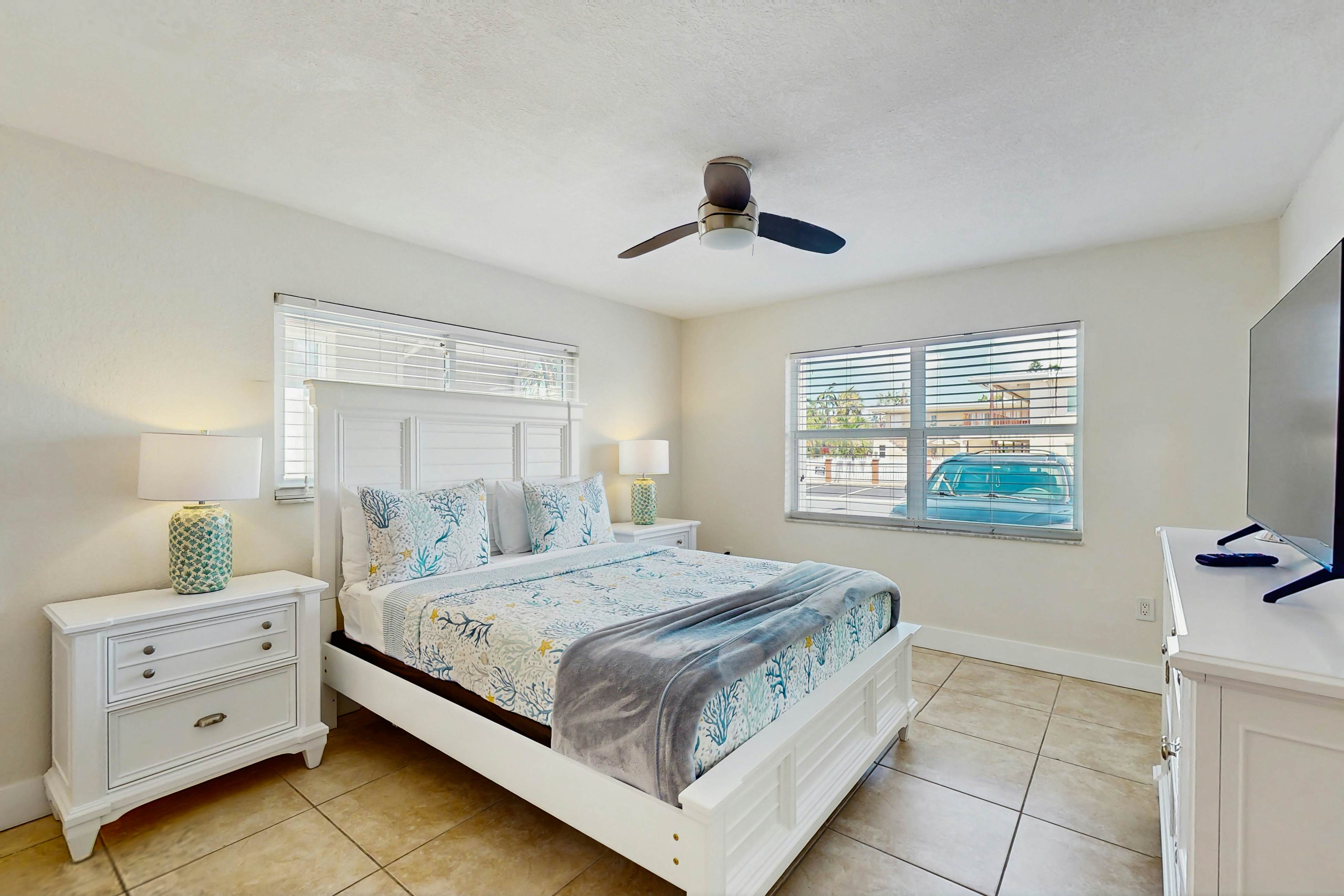 Ground-floor getaway with a heated pool & central AC - walk to the beach