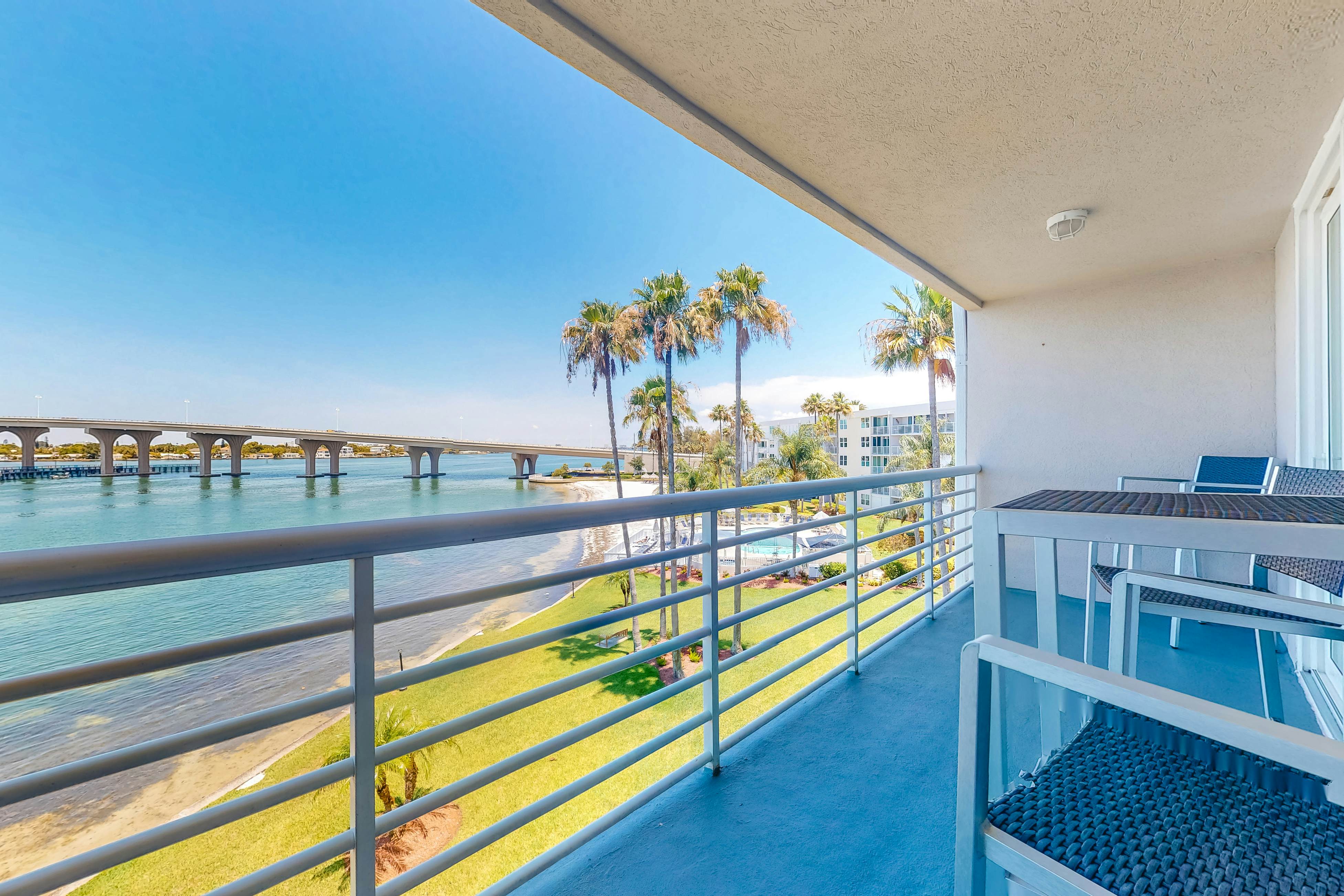 Bayfront condo near St Pete Beach with pool and hot tub central AC and WD