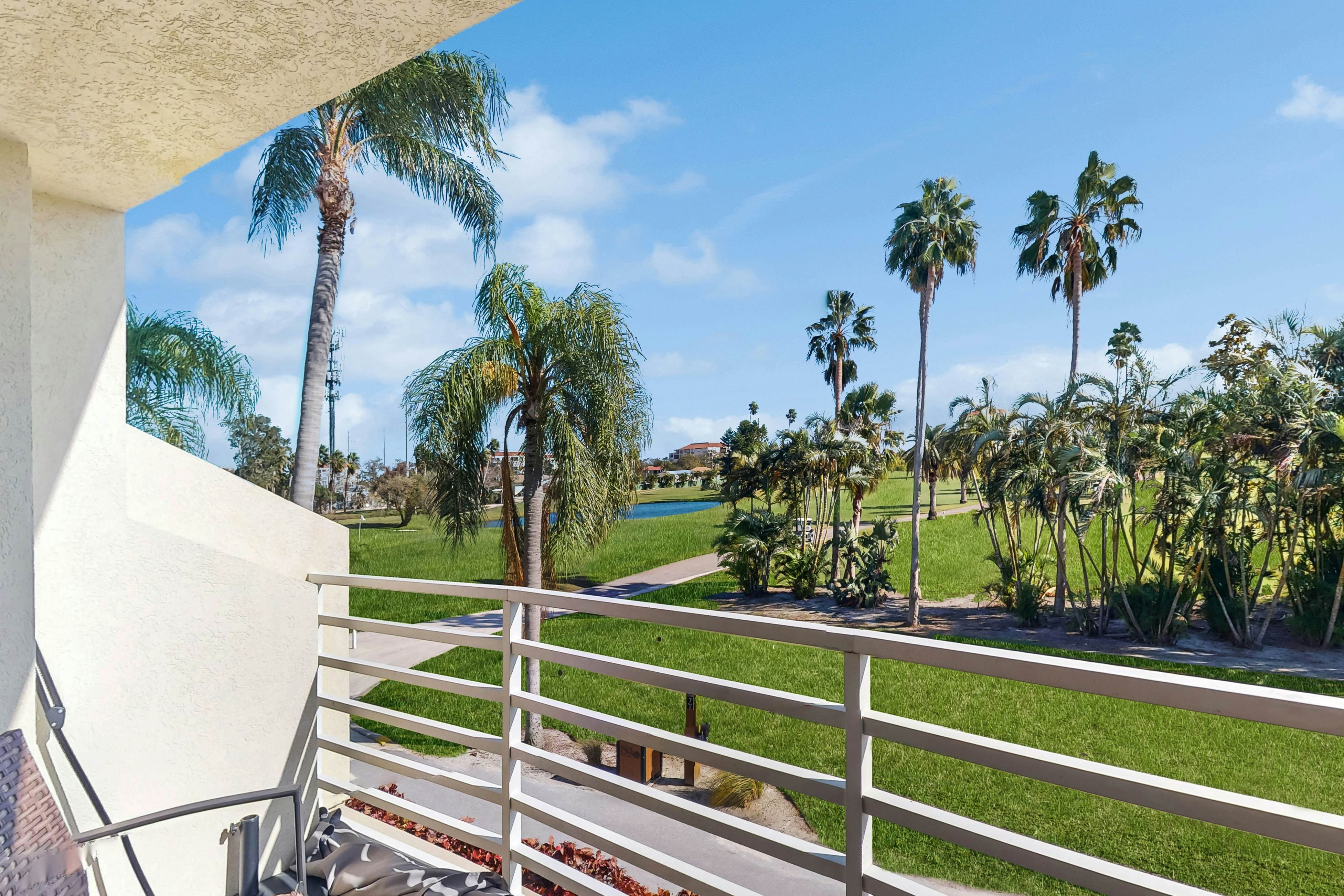 Golf Course View front condo with pool and private beach access snowbird friendly