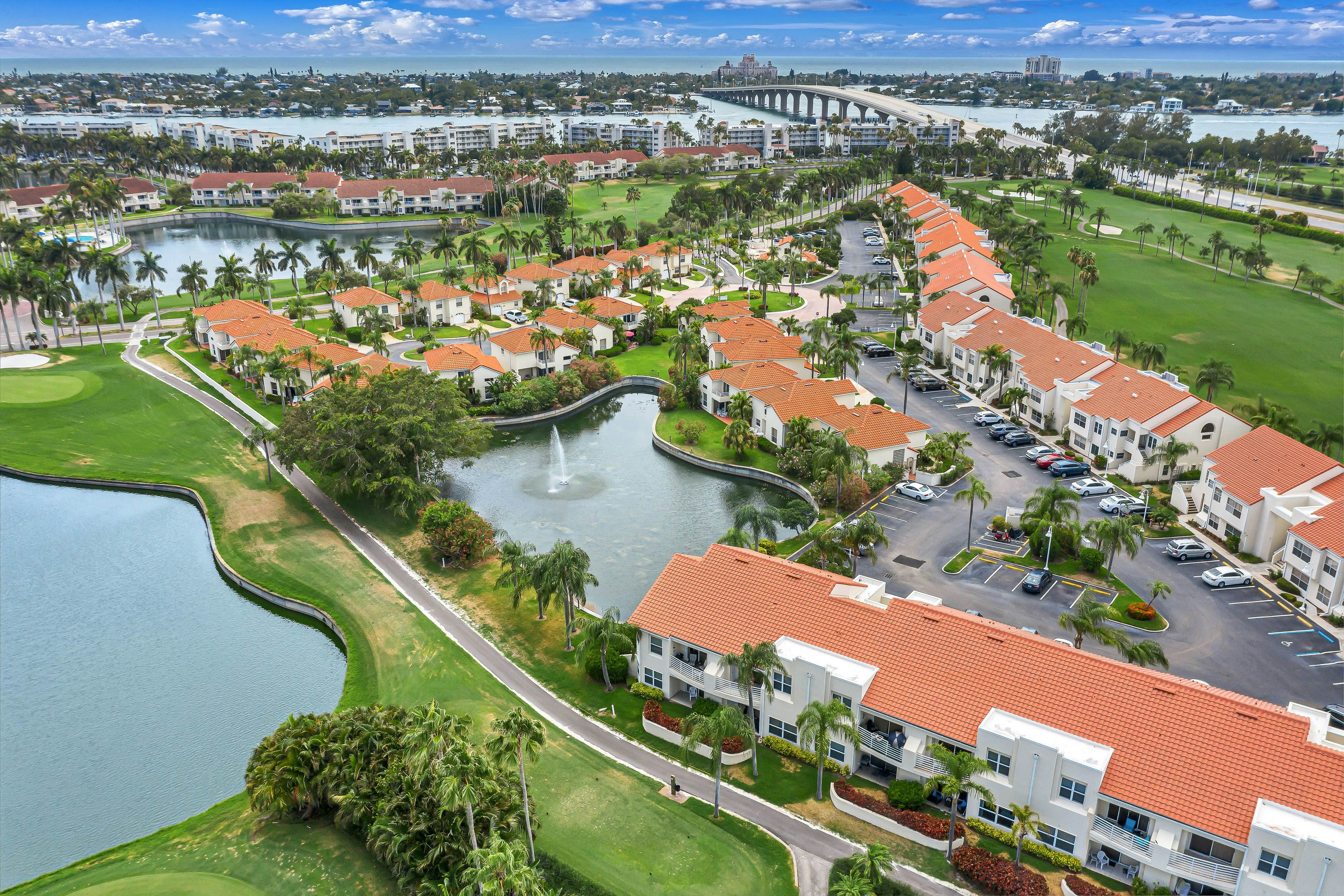 Golf Course View front condo with pool and private beach access snowbird friendly