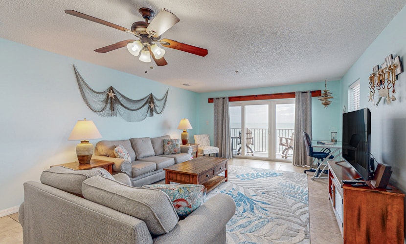 Upscale beachfront condo with dual balconies Gulf view pool hot tub and bocce