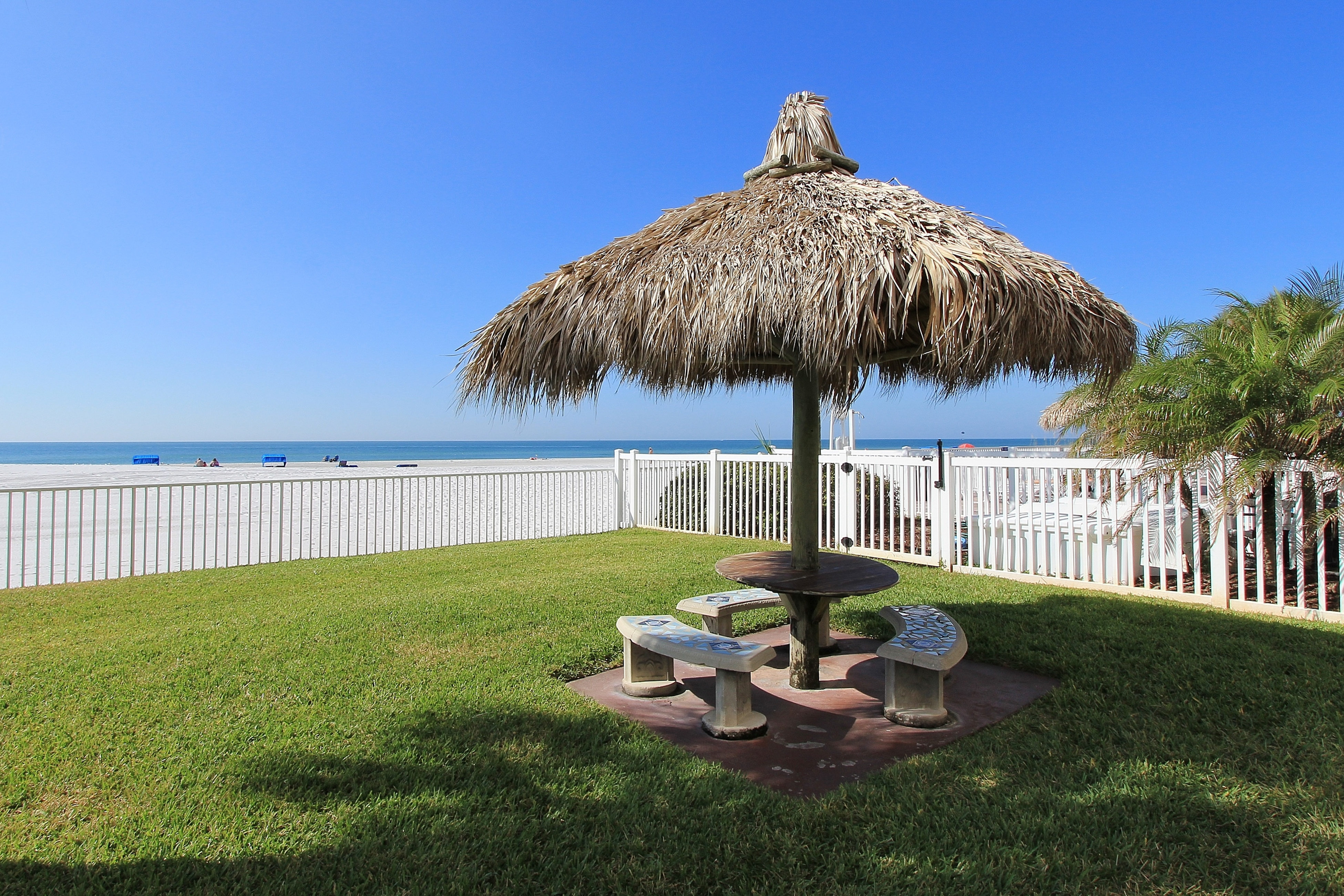 Upscale beachfront condo with dual balconies Gulf view pool hot tub and bocce