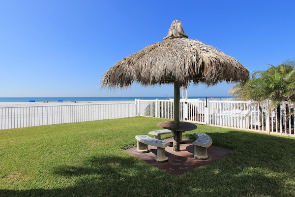 Upscale beachfront condo with dual balconies Gulf view pool hot tub and bocce
