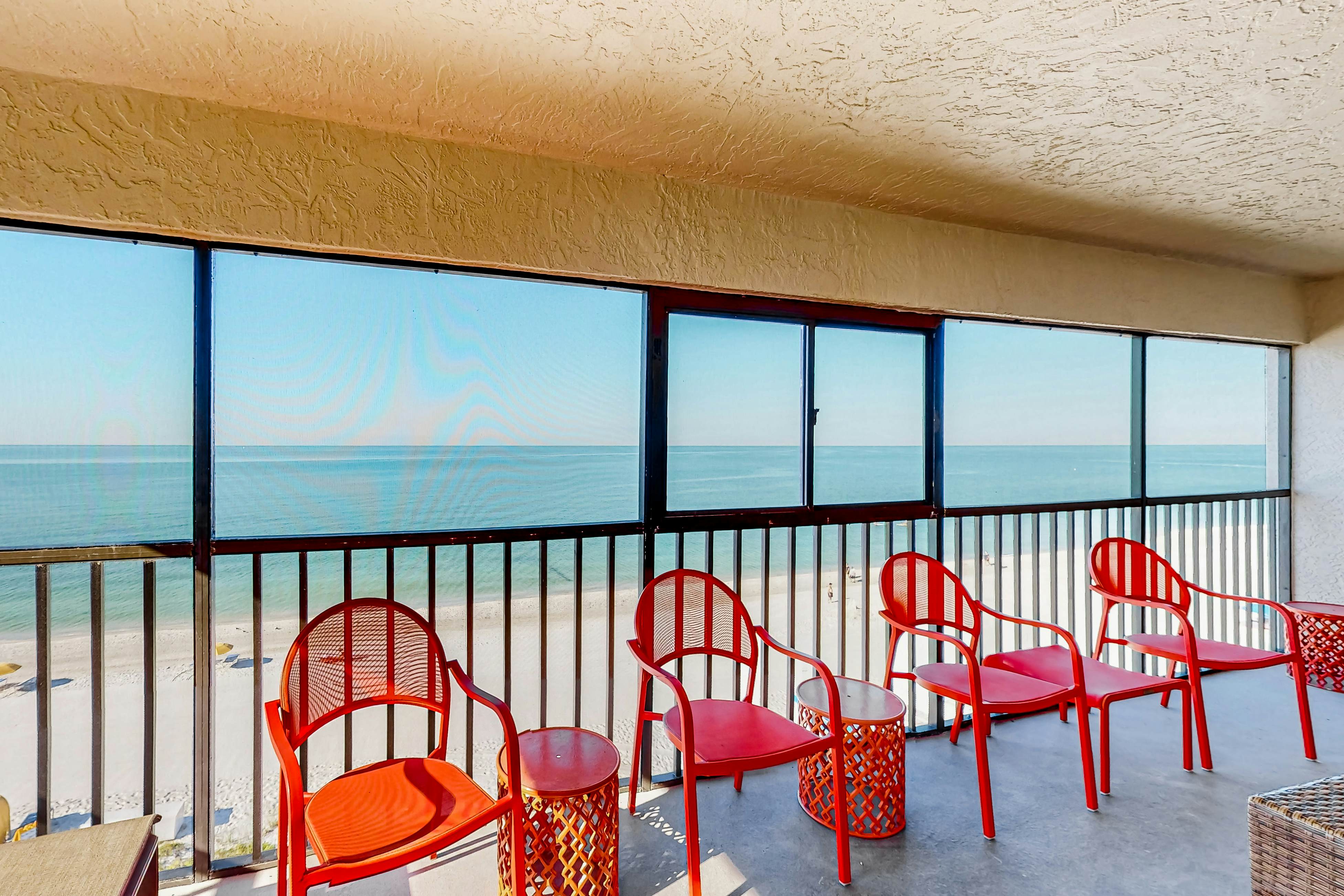 Renovated beachfront condo with pool, amazing Gulf views & washer/dryer