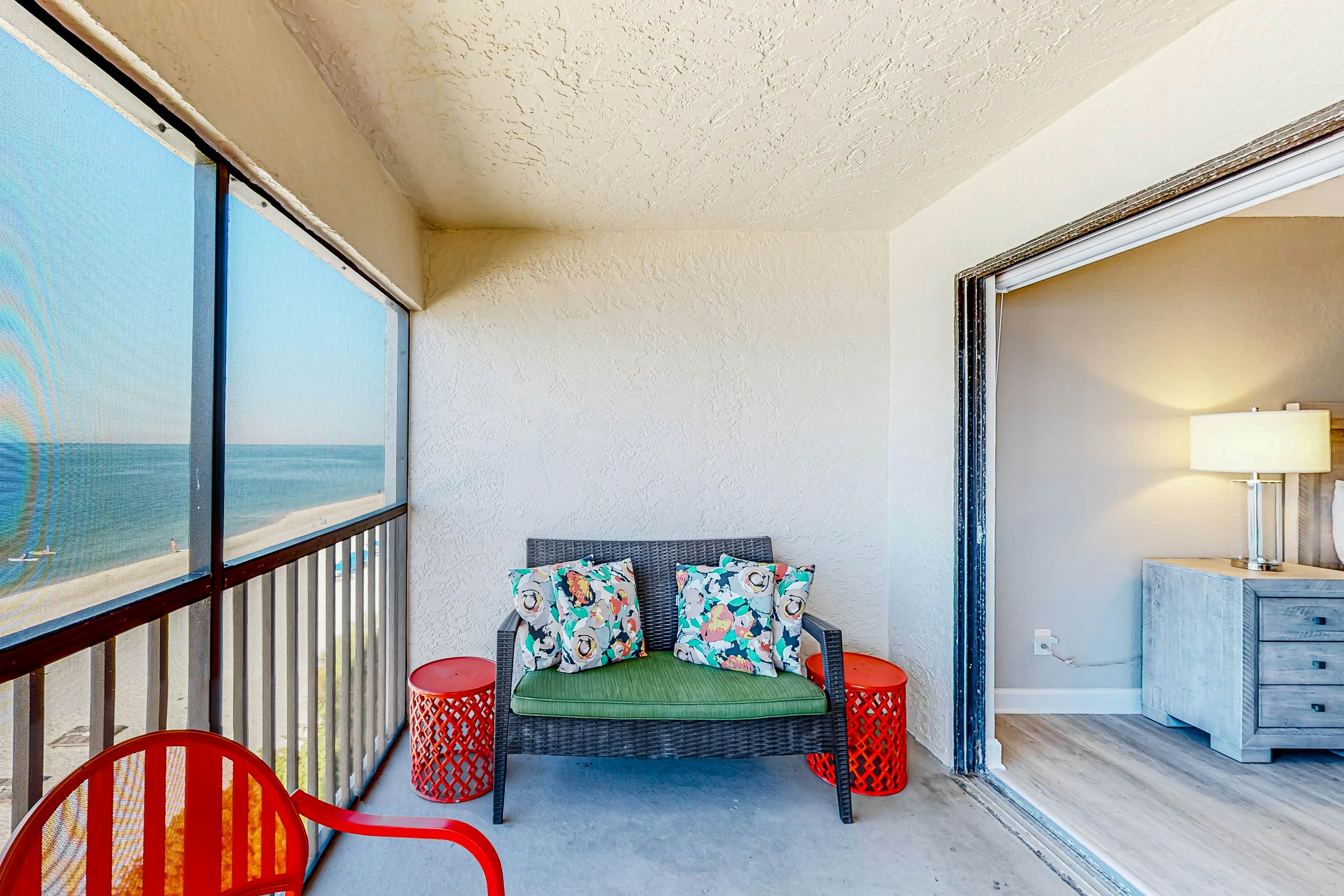 Renovated beachfront condo with pool, amazing Gulf views & washer/dryer