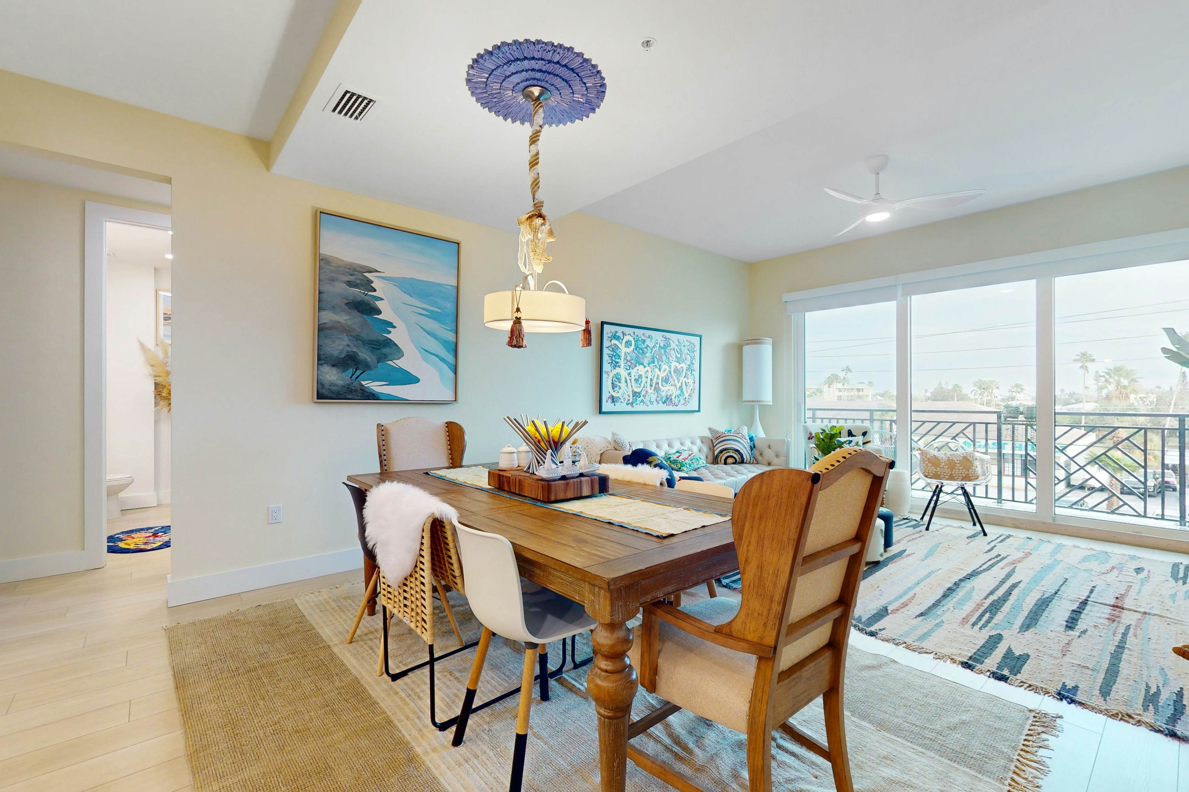 Sunlit & colorful beach condo with pool, hot tub, & balcony - near shore & shops