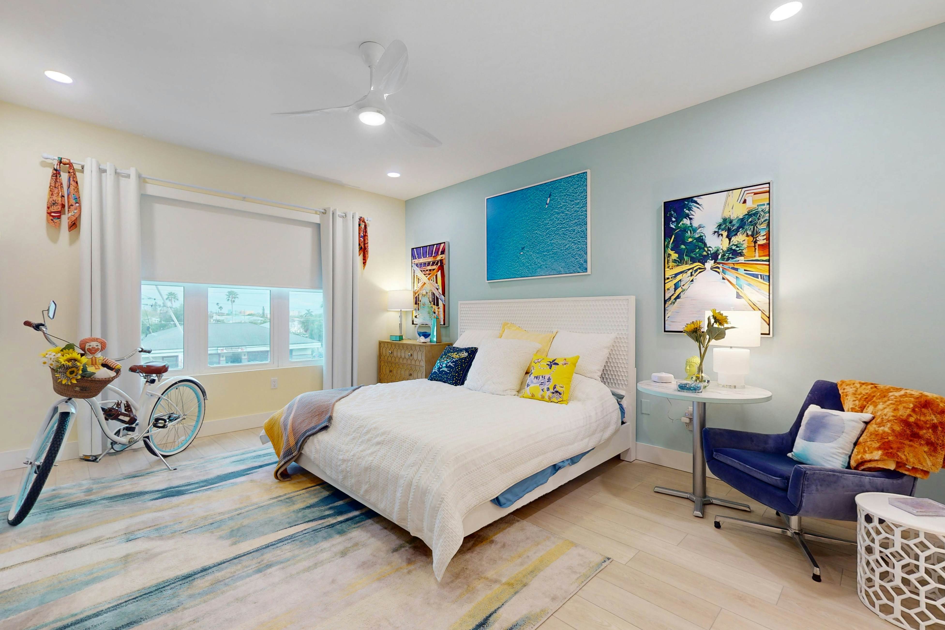 Sunlit & colorful beach condo with pool, hot tub, & balcony - near shore & shops