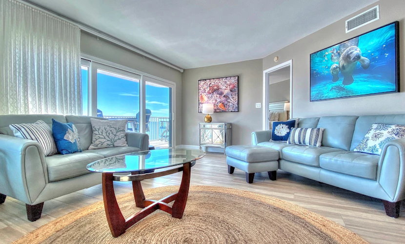 4th floor beachfront condo with private balcony views heated pool BBQ and AC