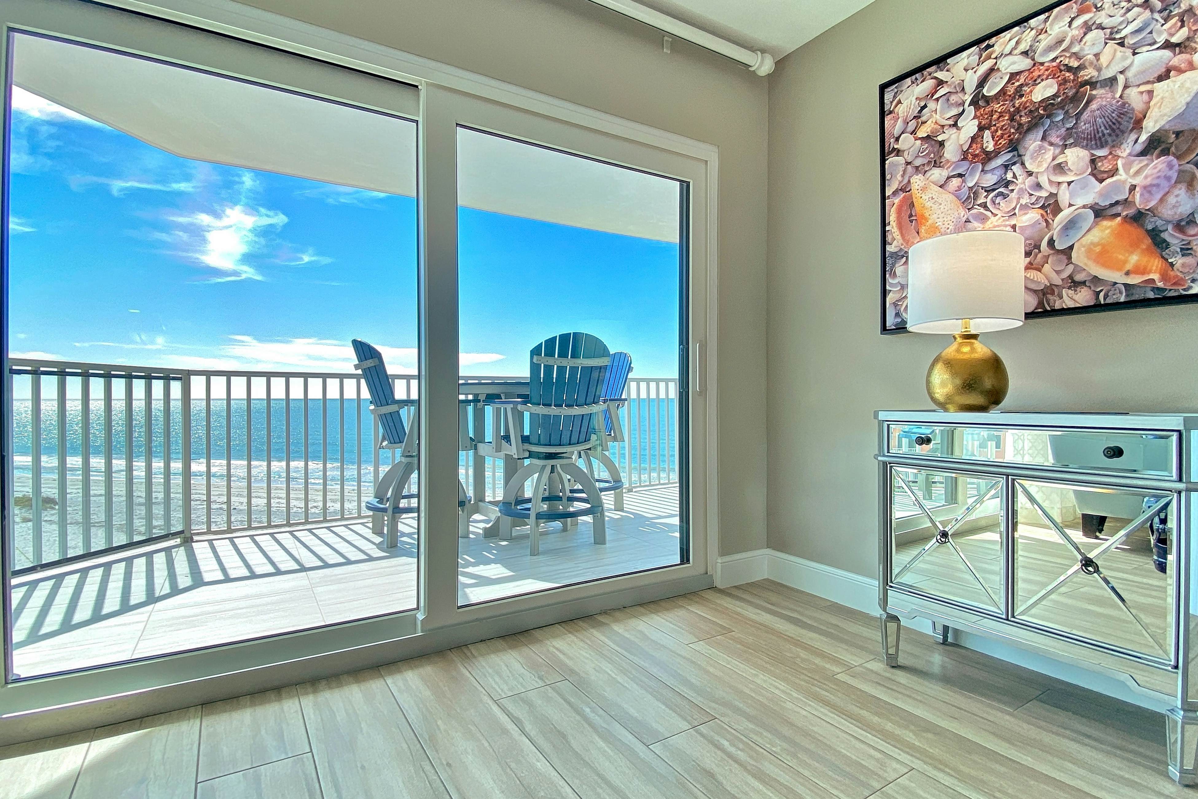 4th floor beachfront condo with private balcony views heated pool BBQ and AC