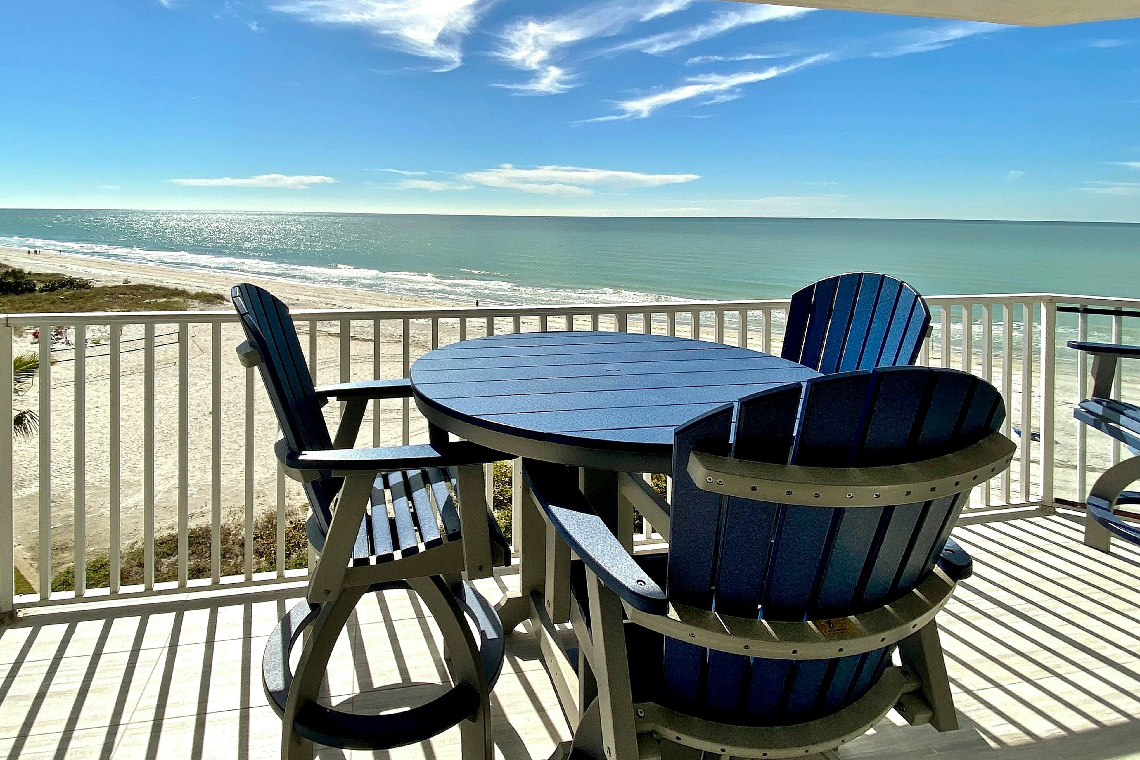 4th floor beachfront condo with private balcony views heated pool BBQ and AC